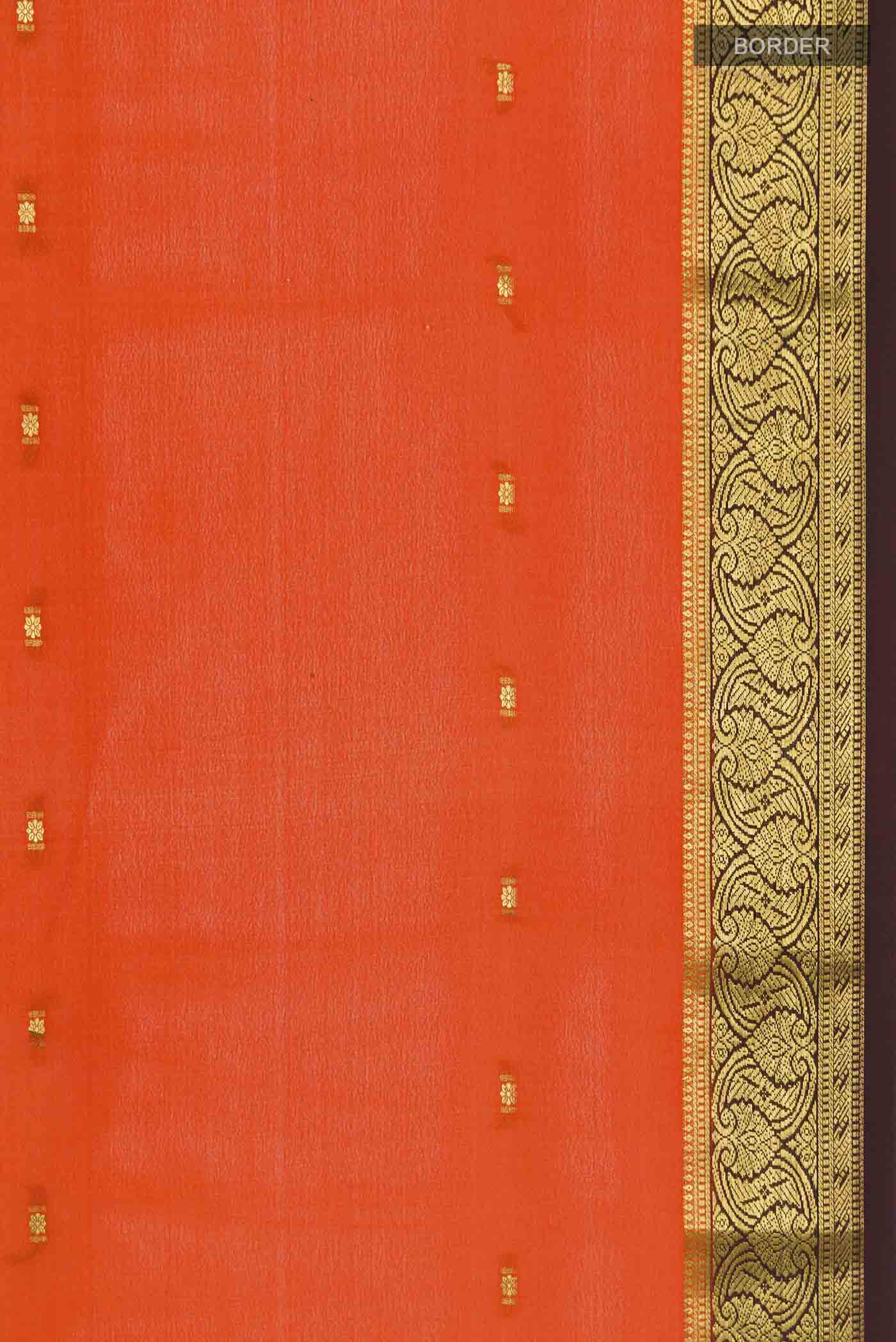 Orange Mysore Crepe Saree - Image 3