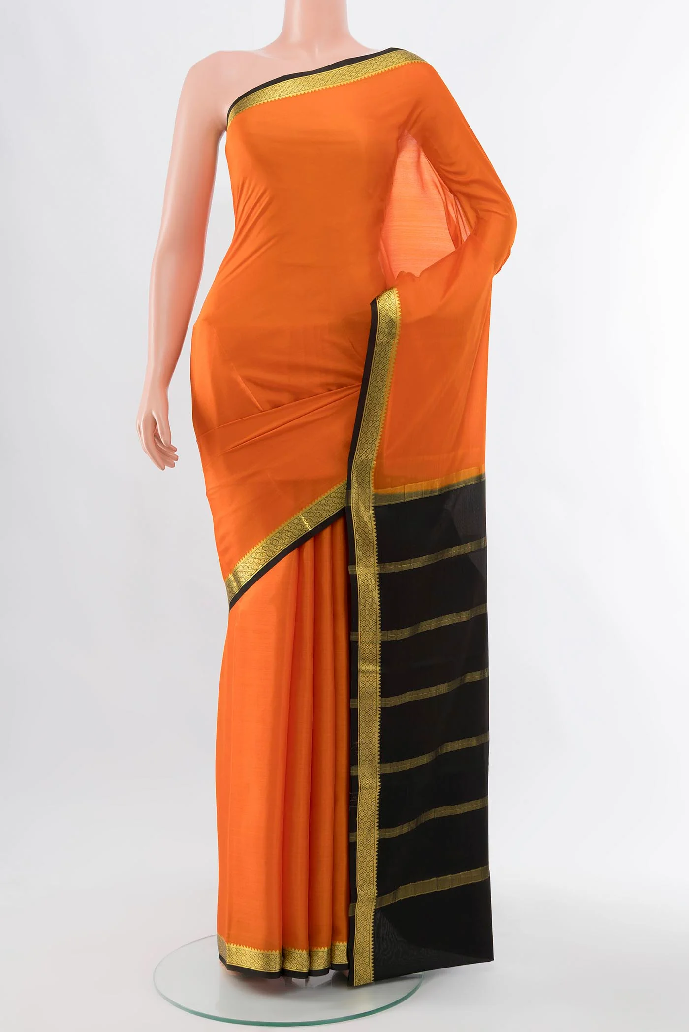 Orange Mysore Crepe Saree