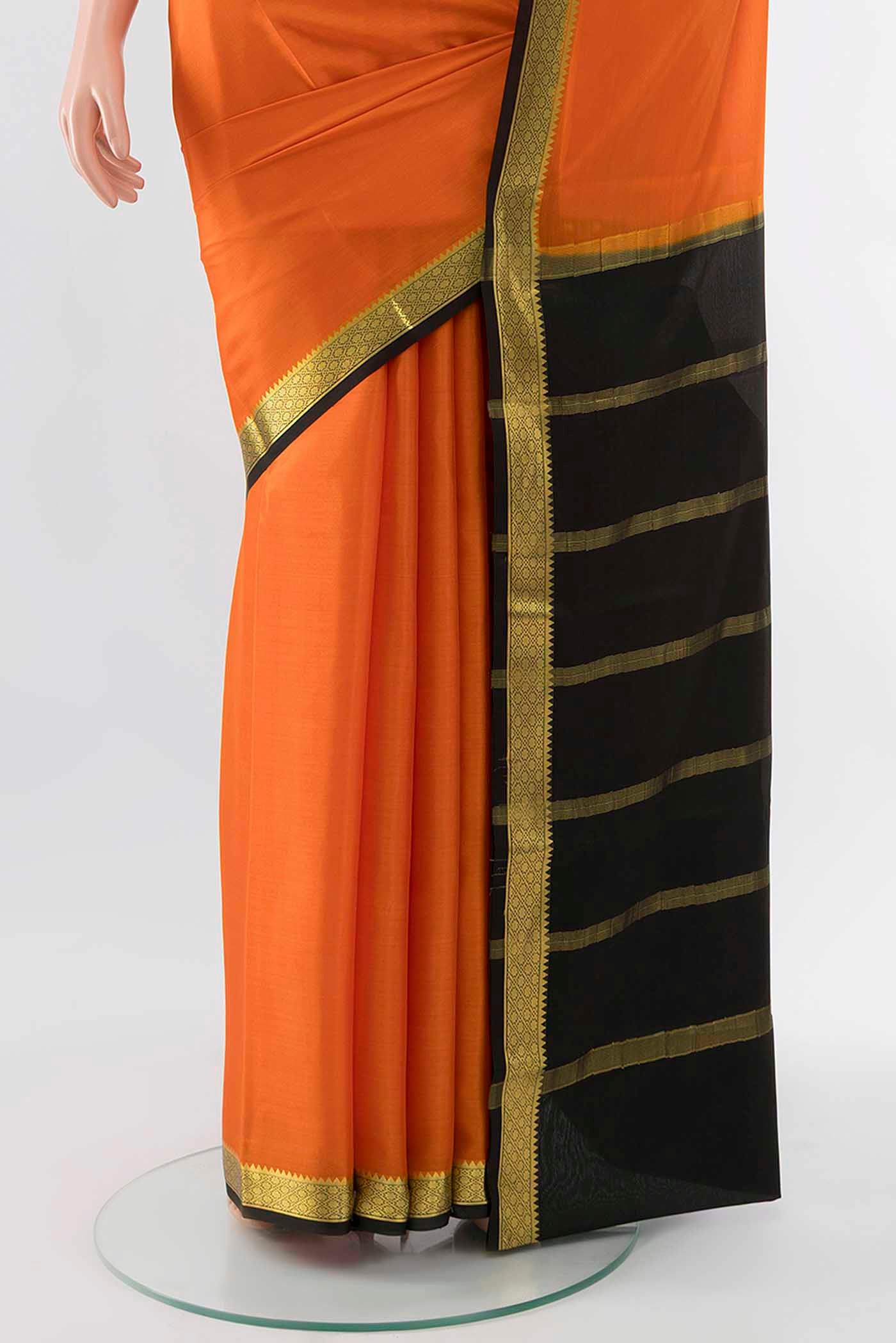 Orange Mysore Crepe Saree - Image 3