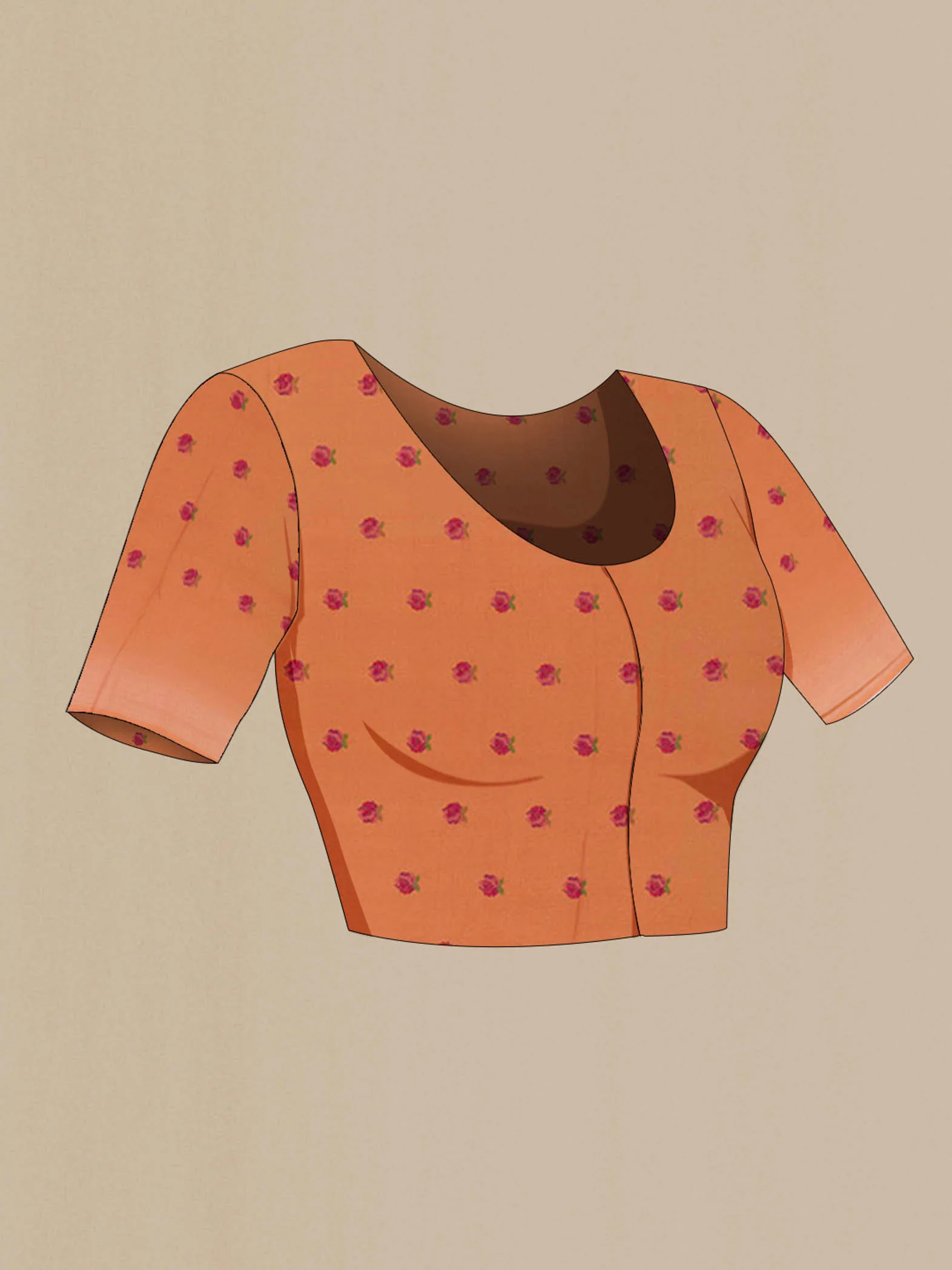 Orange Mysore Crepe Saree - Image 2