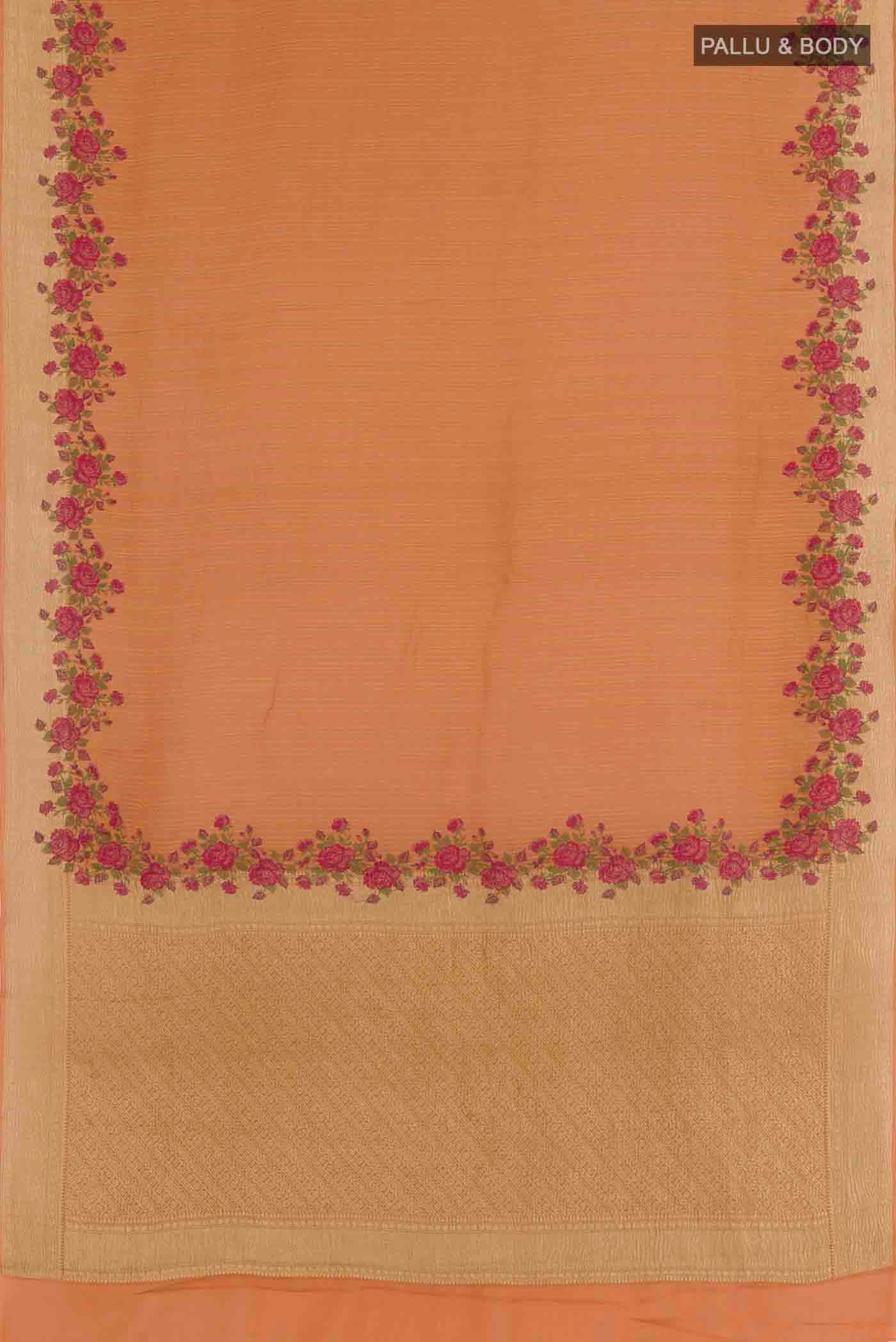 Orange Mysore Crepe Saree - Image 3