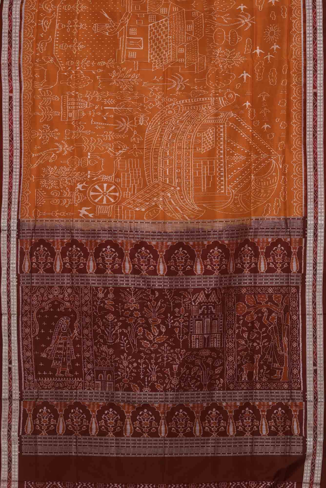 Orange Orissa Silk Saree - Image 3