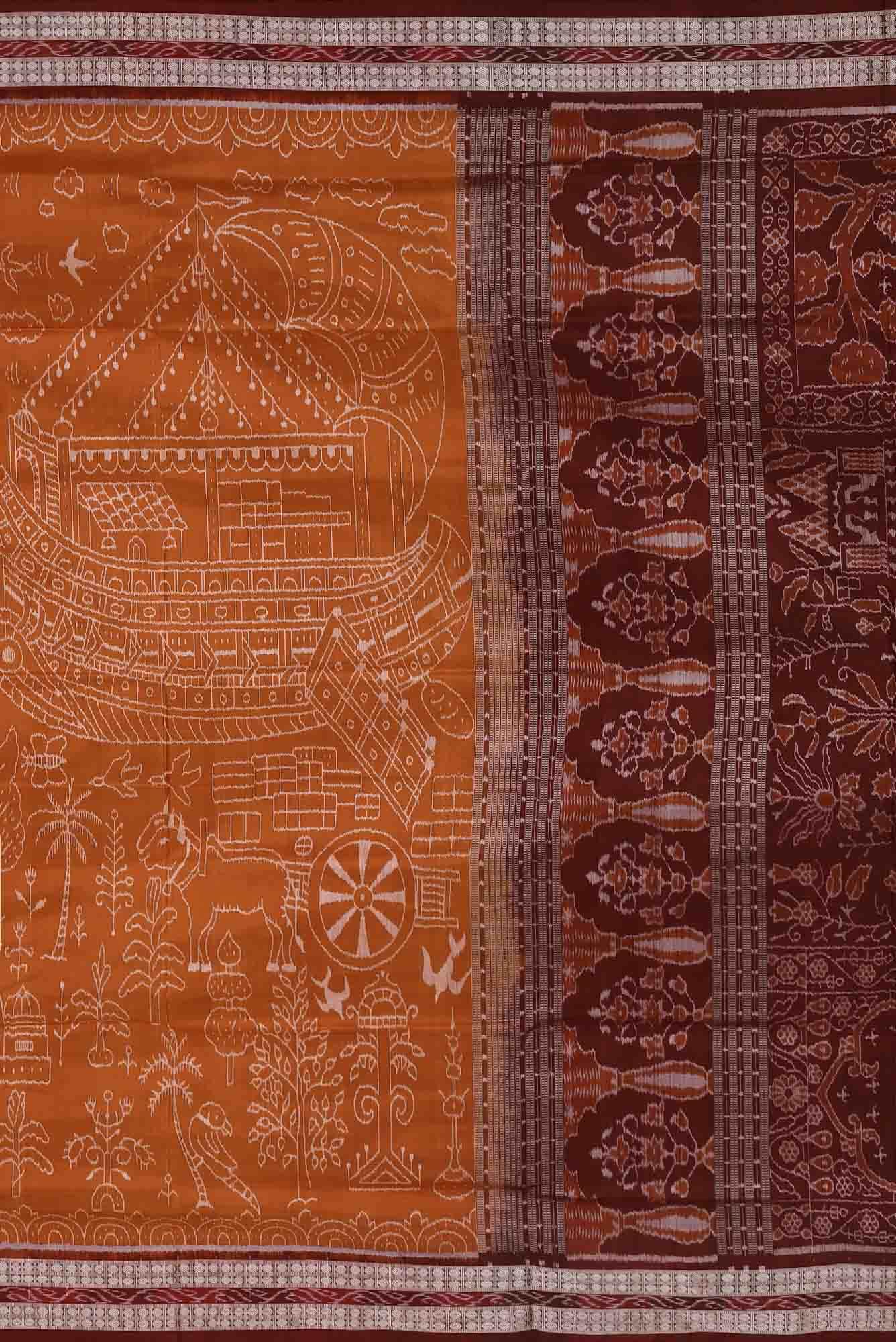 Orange Orissa Silk Saree - Image 4
