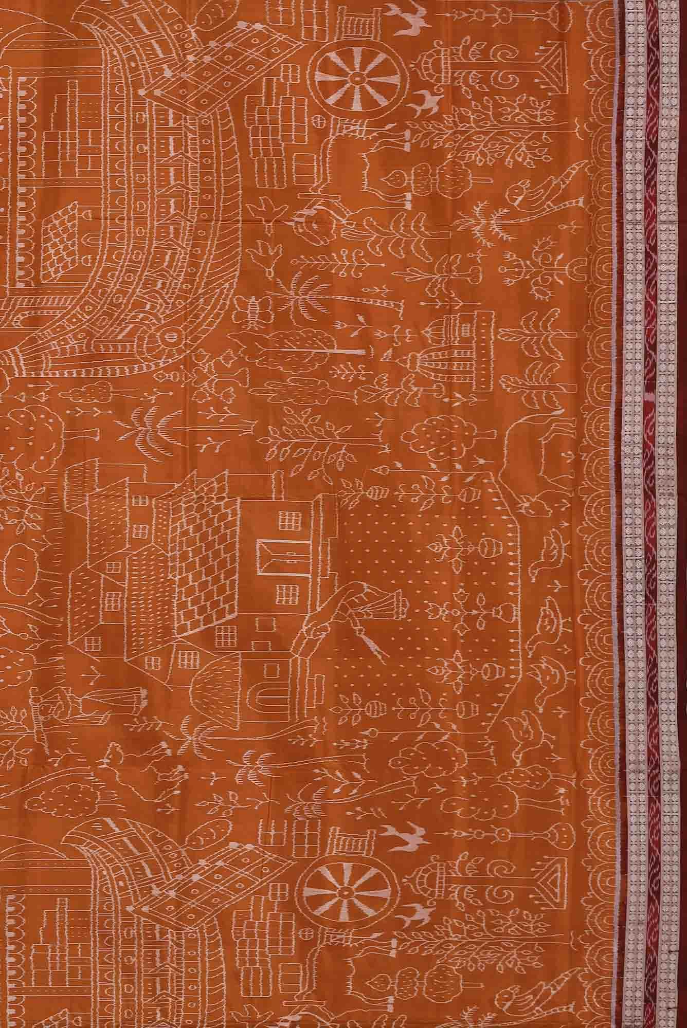 Orange Orissa Silk Saree - Image 5