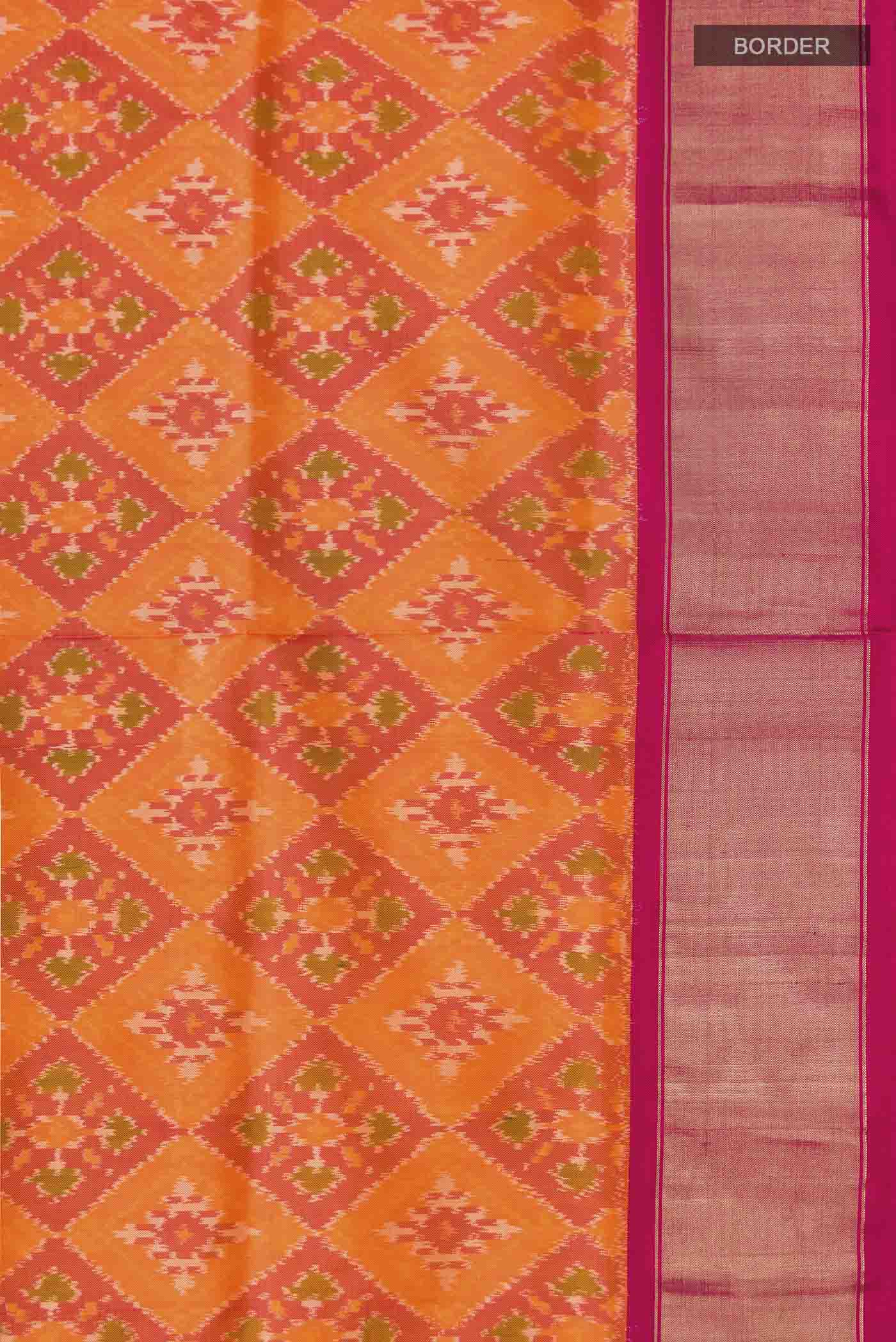 Orange Pochampally Silk Saree - Image 3