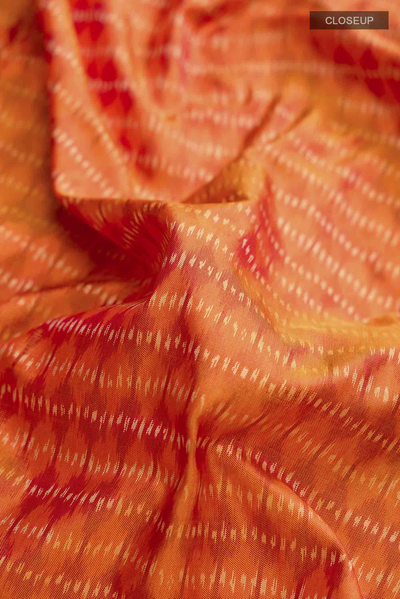 Orange Pochampally Silk Saree - Image 2