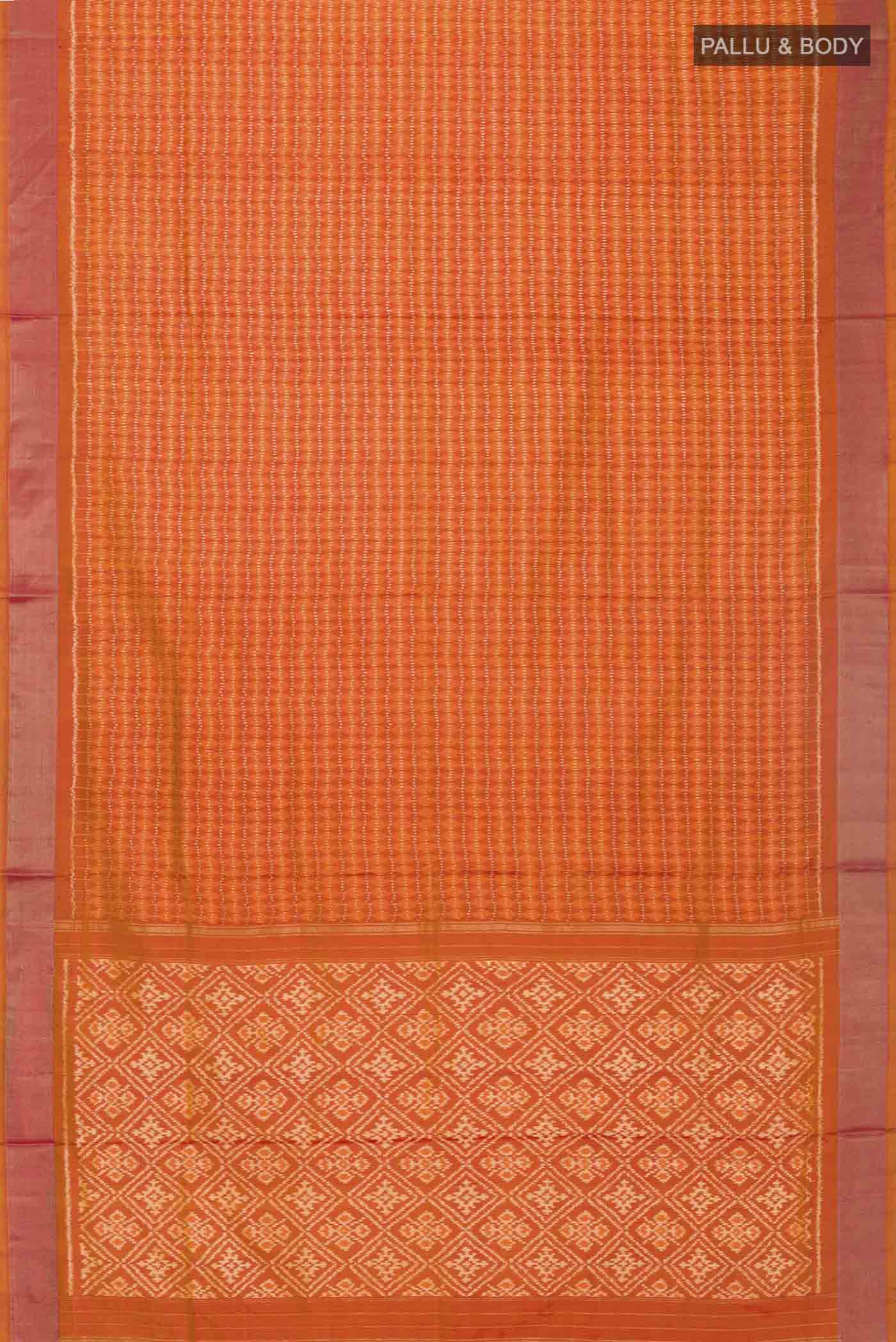 Orange Pochampally Silk Saree - Image 6