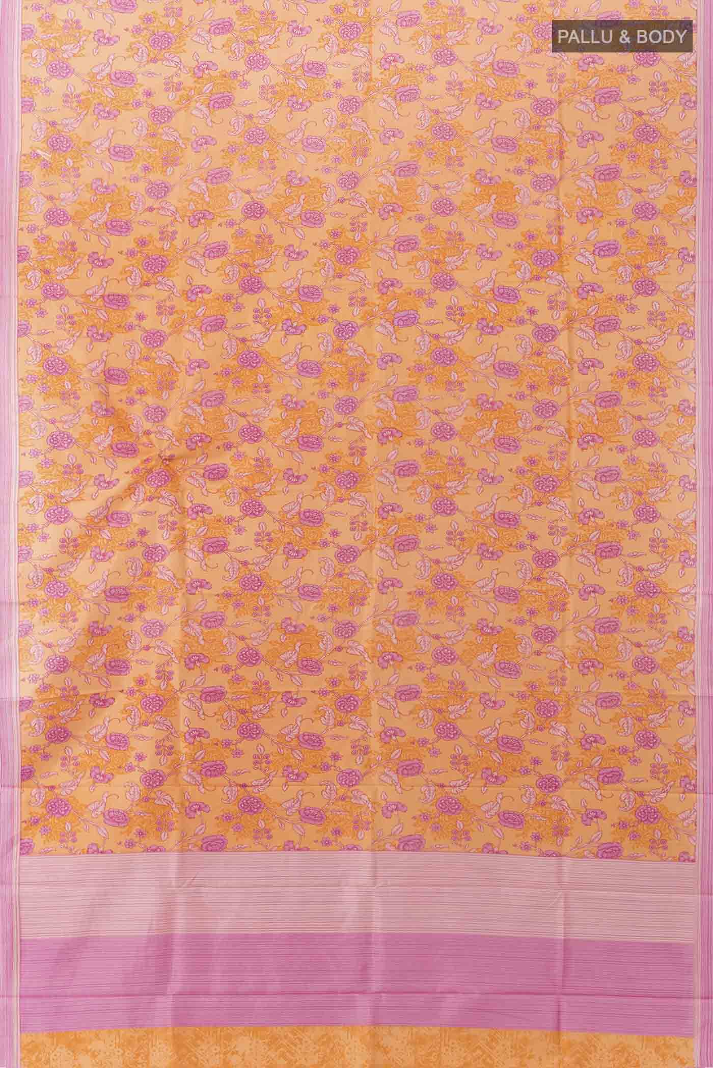 Orange Printed Silk Saree - Image 5