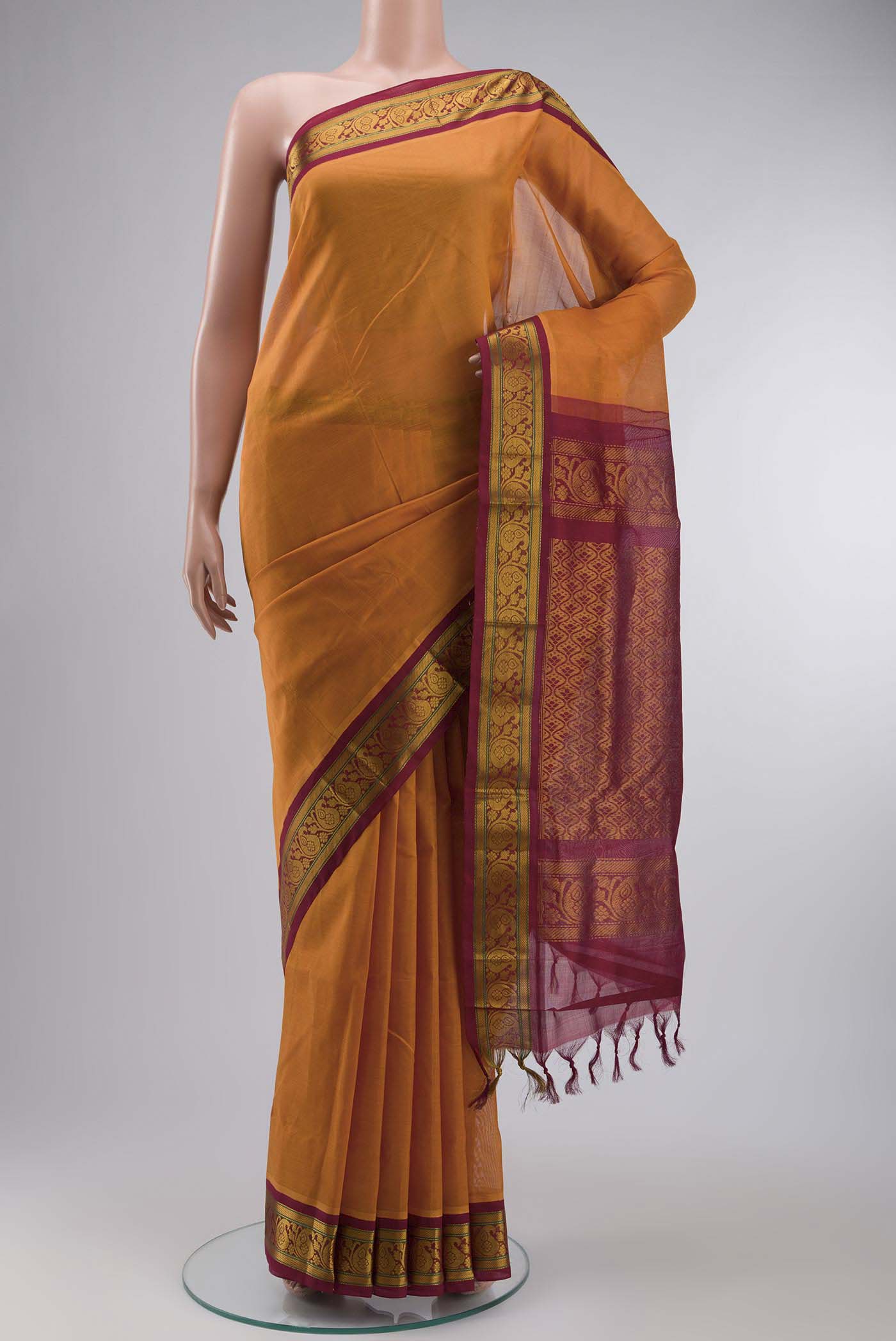 Orange Silk Cotton Saree