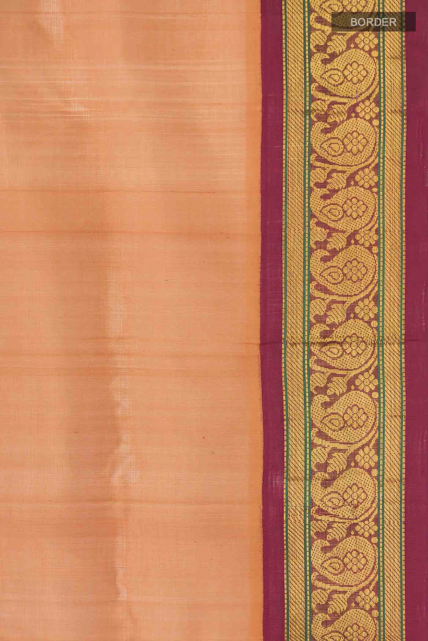 Orange Silk Cotton Saree - Image 3