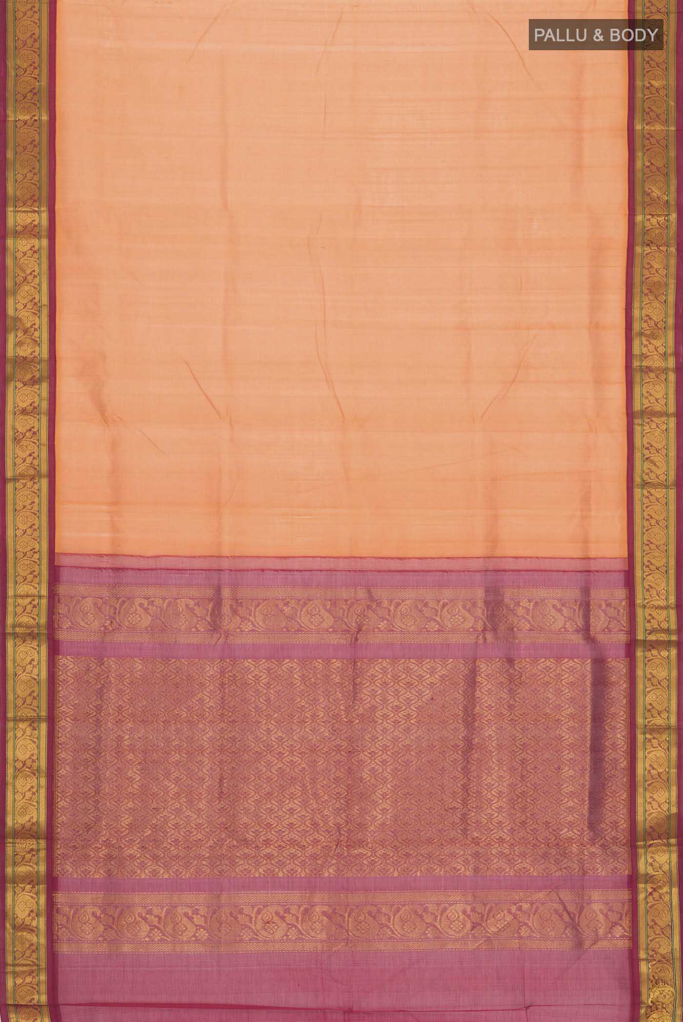Orange Silk Cotton Saree - Image 5
