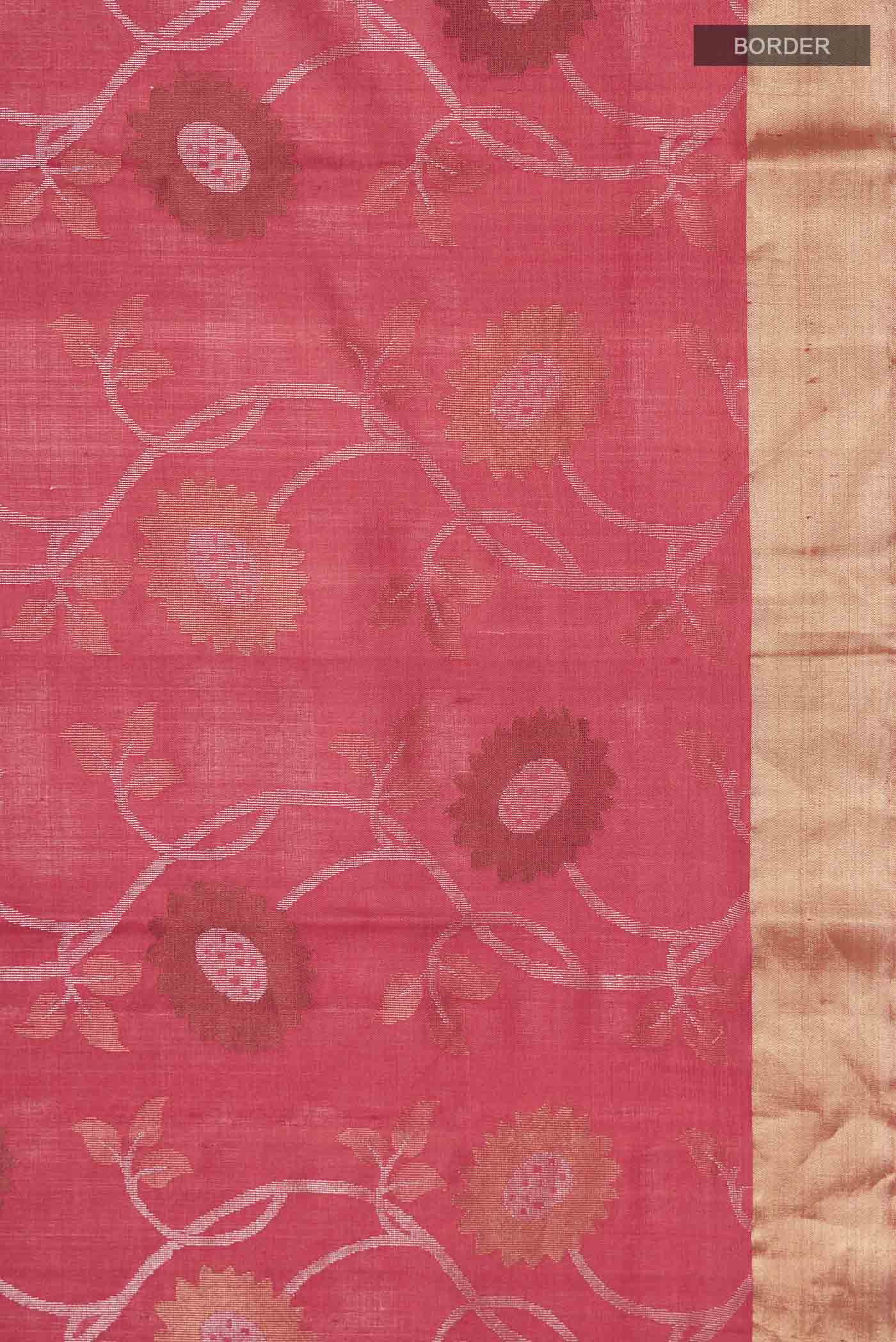 Orange Tussar Silk Saree - Image 3
