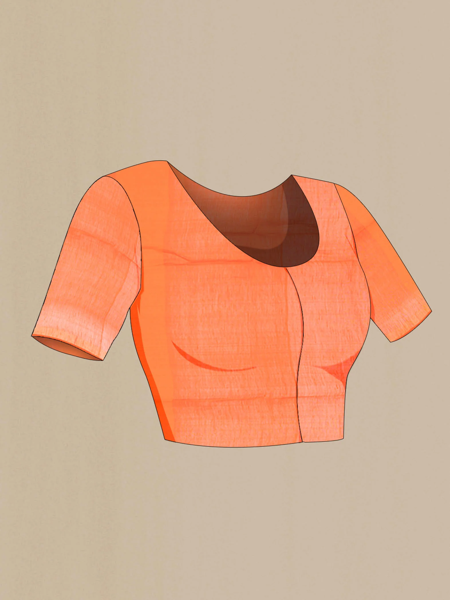 Orange Linen Saree - Image 4