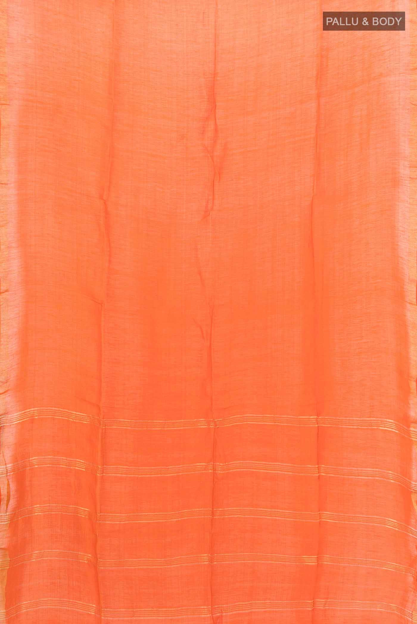 Orange Linen Saree - Image 5