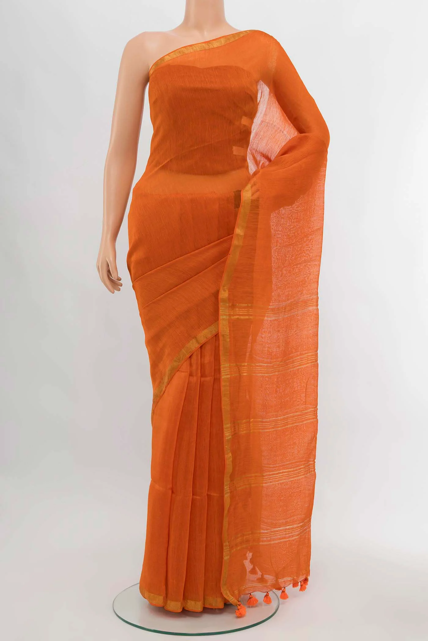 Orange Linen Saree