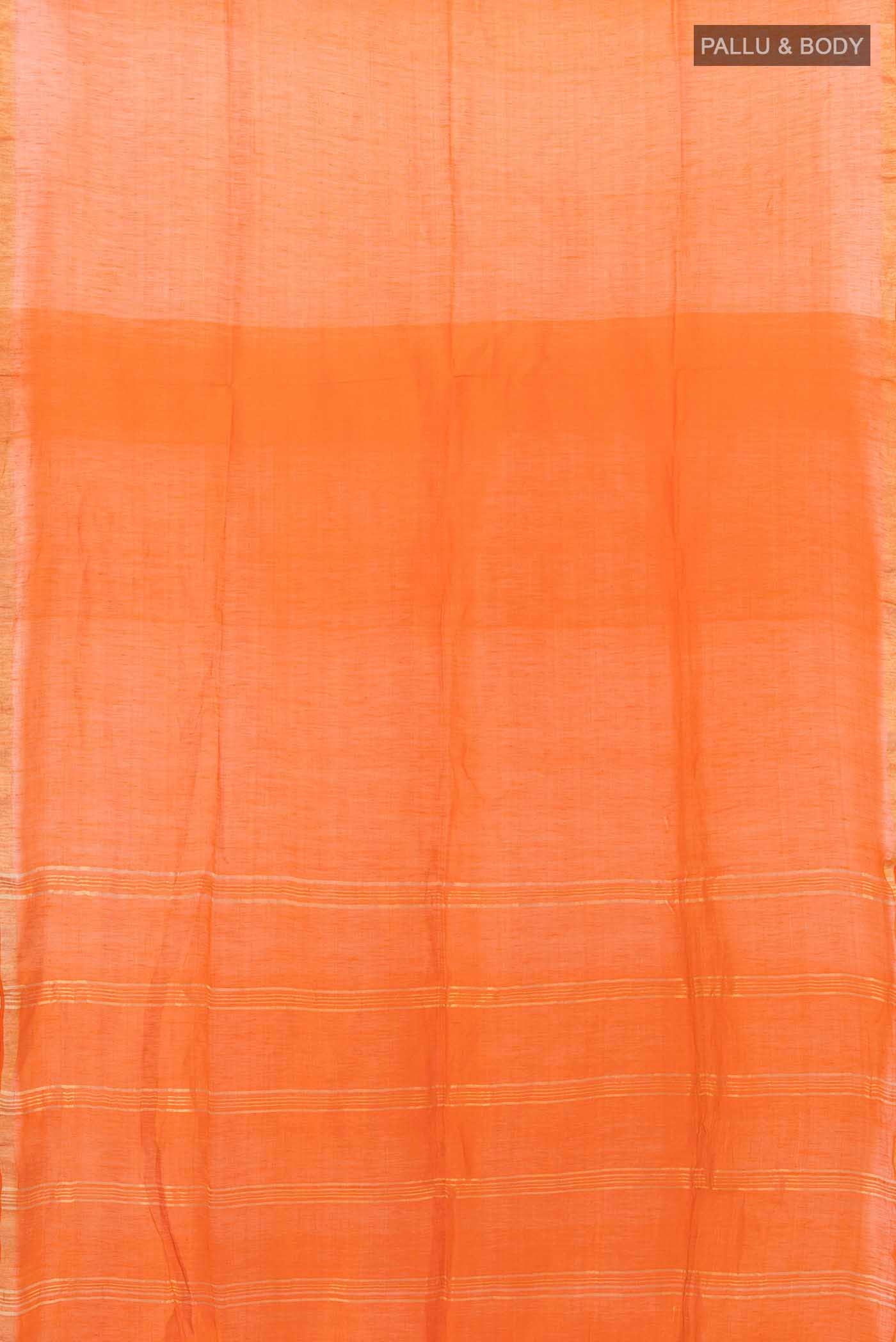 Orange Linen Saree - Image 5