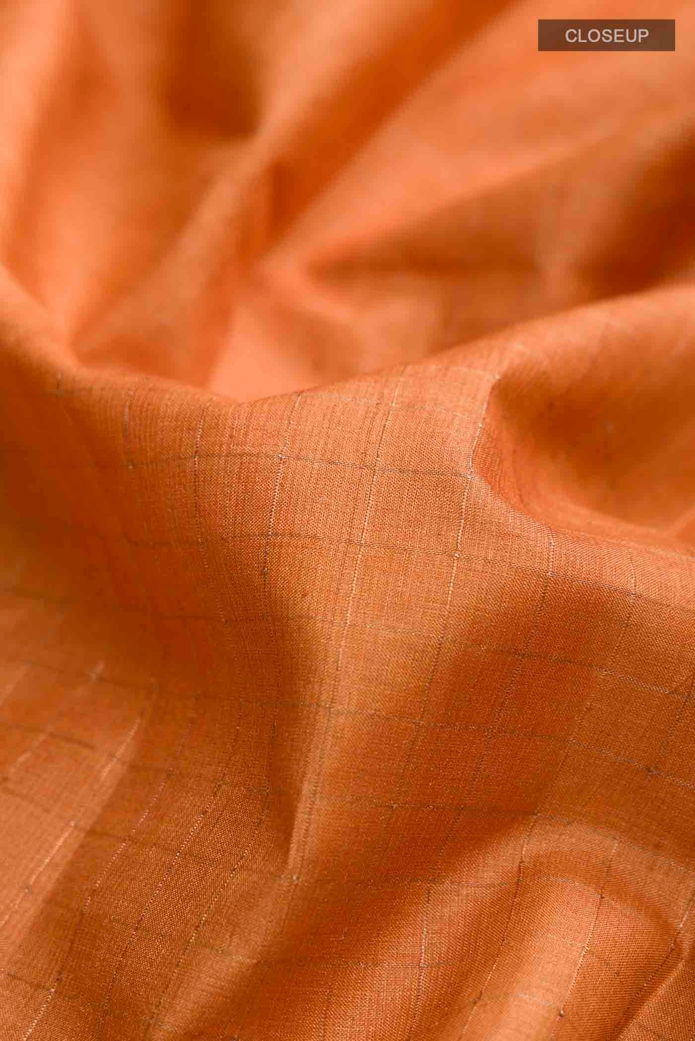 Orange Tussar Silk Saree - Image 2