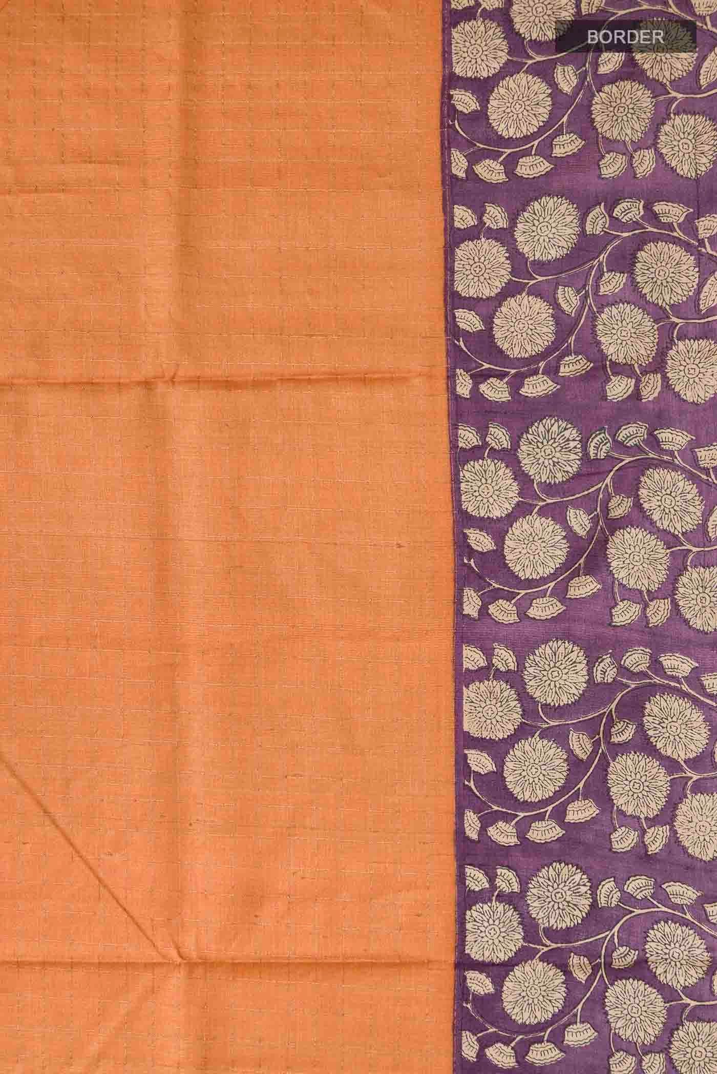 Orange Tussar Silk Saree - Image 3