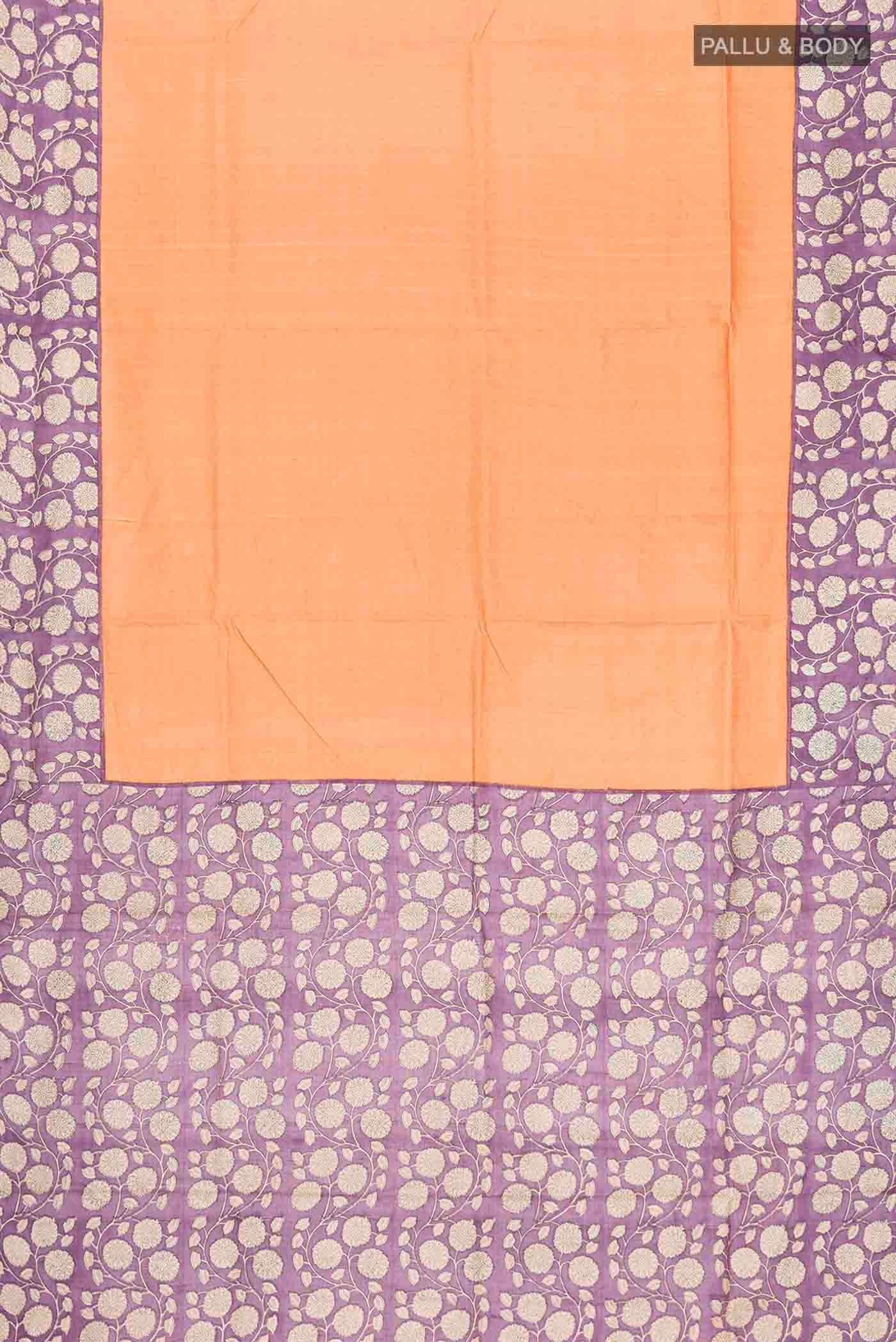Orange Tussar Silk Saree - Image 5