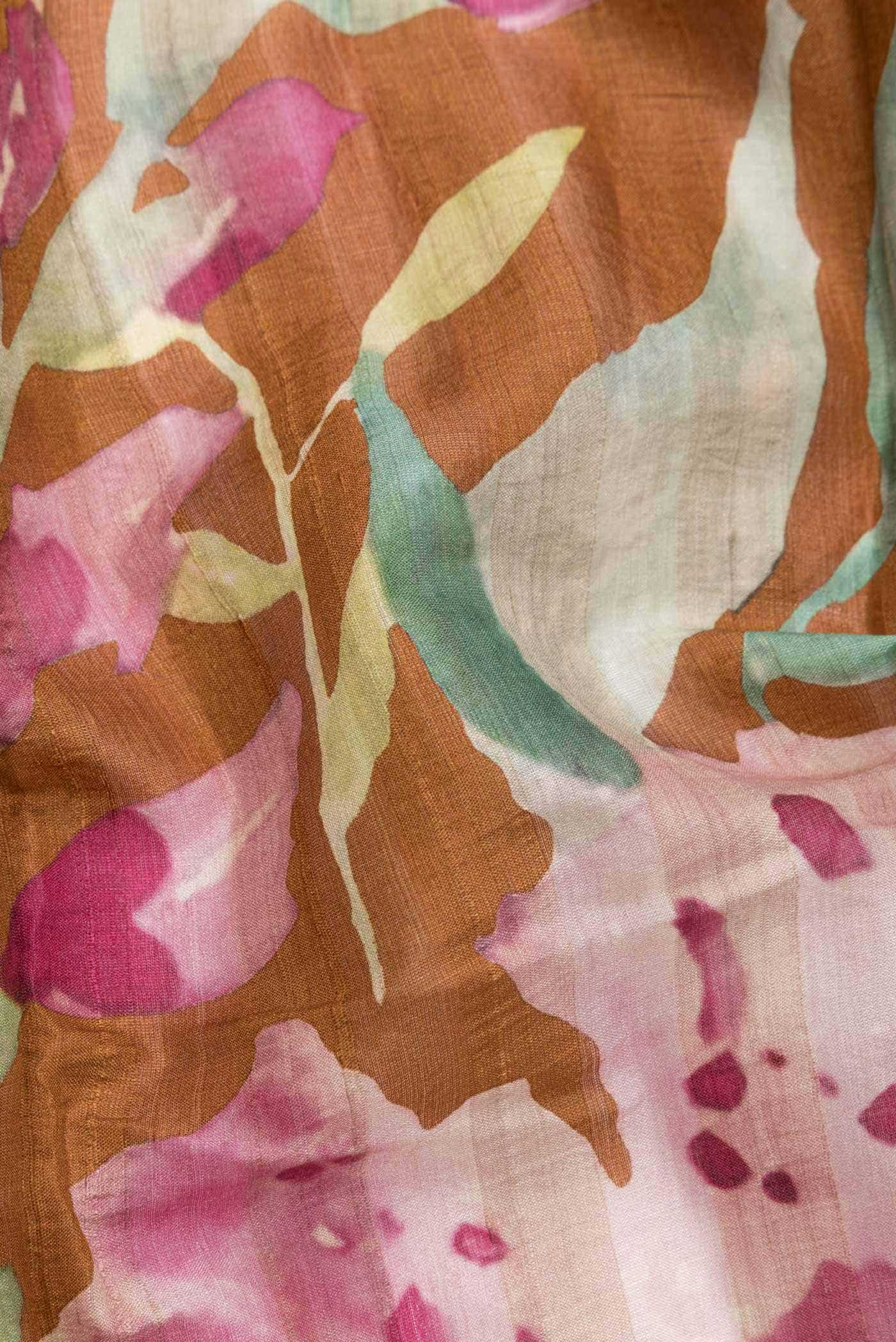 Orange Tussar Silk Saree - Image 2
