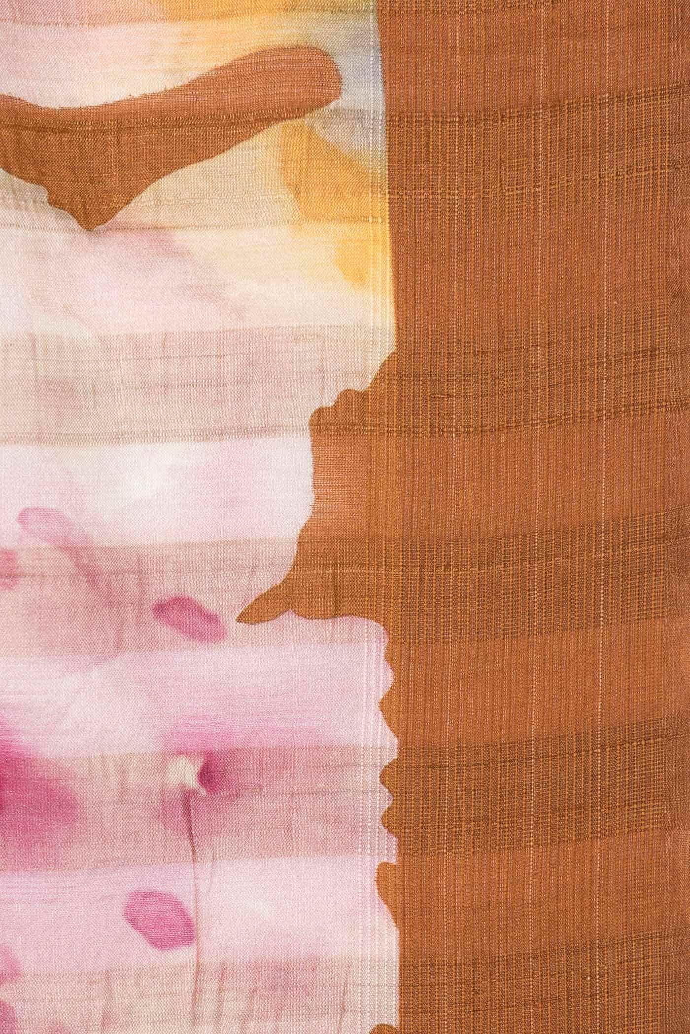 Orange Tussar Silk Saree - Image 3