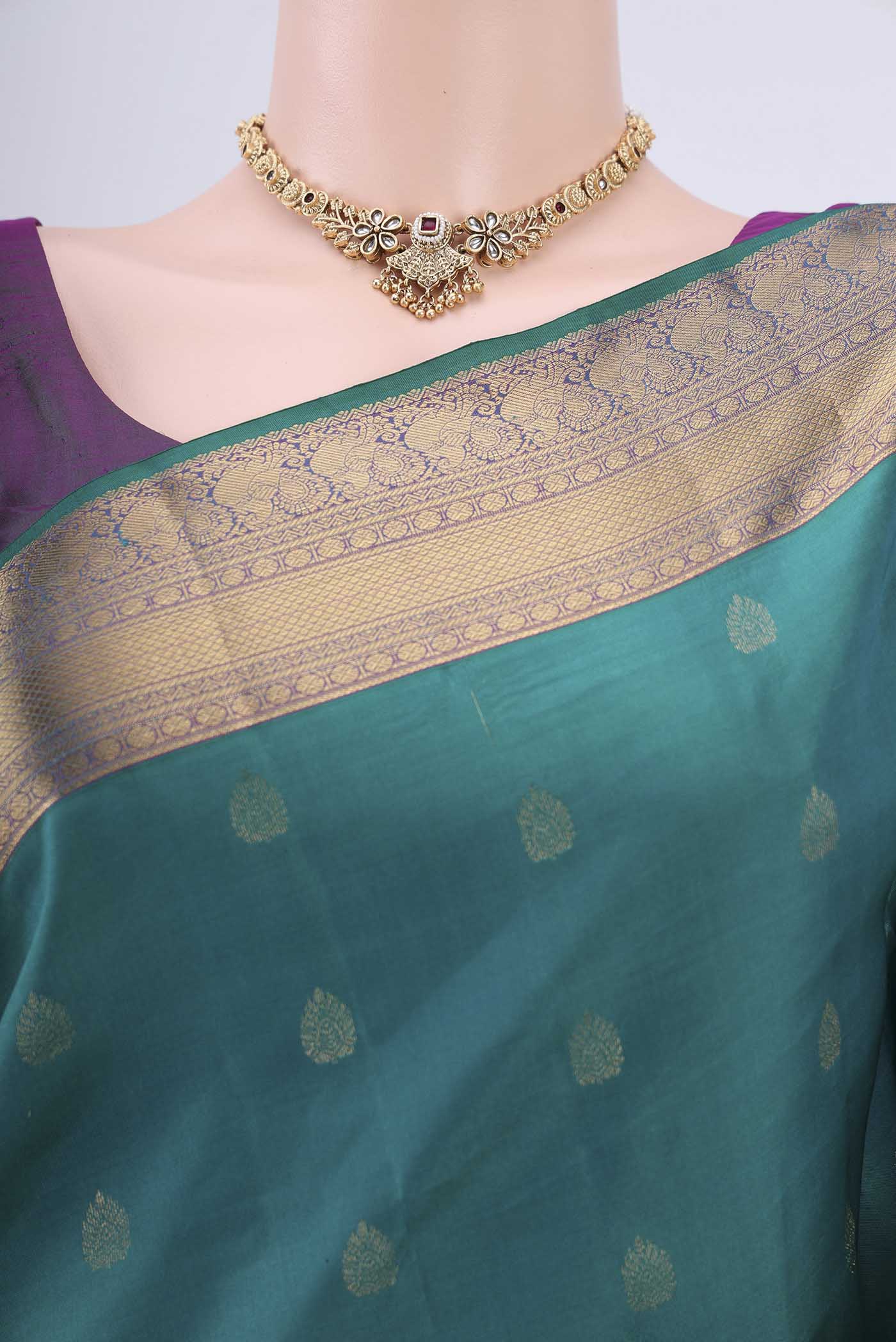 Blue Kanchipuram Silk Saree - Image 2