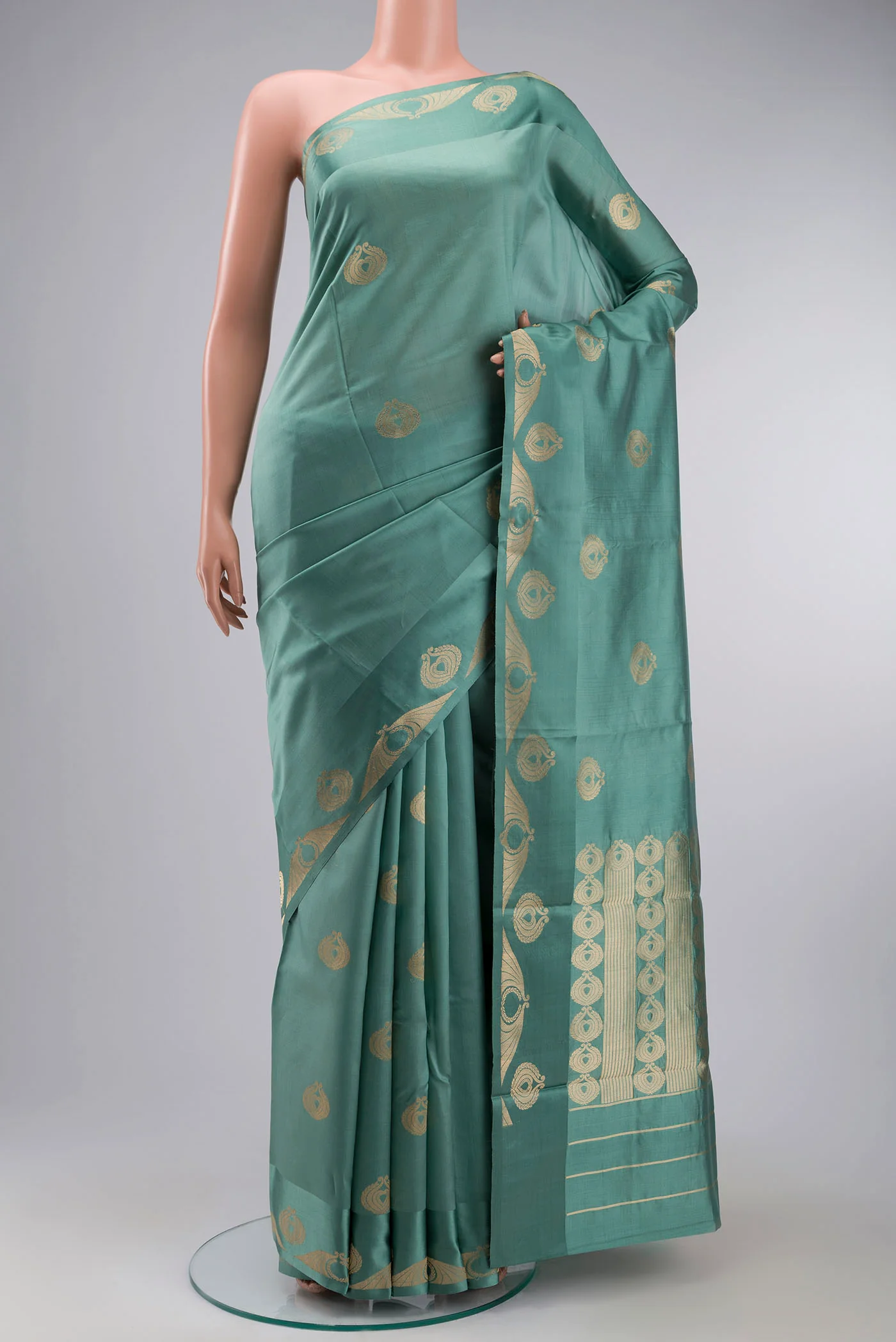 Pakheeru-Green Banarasi Katan Silk Saree