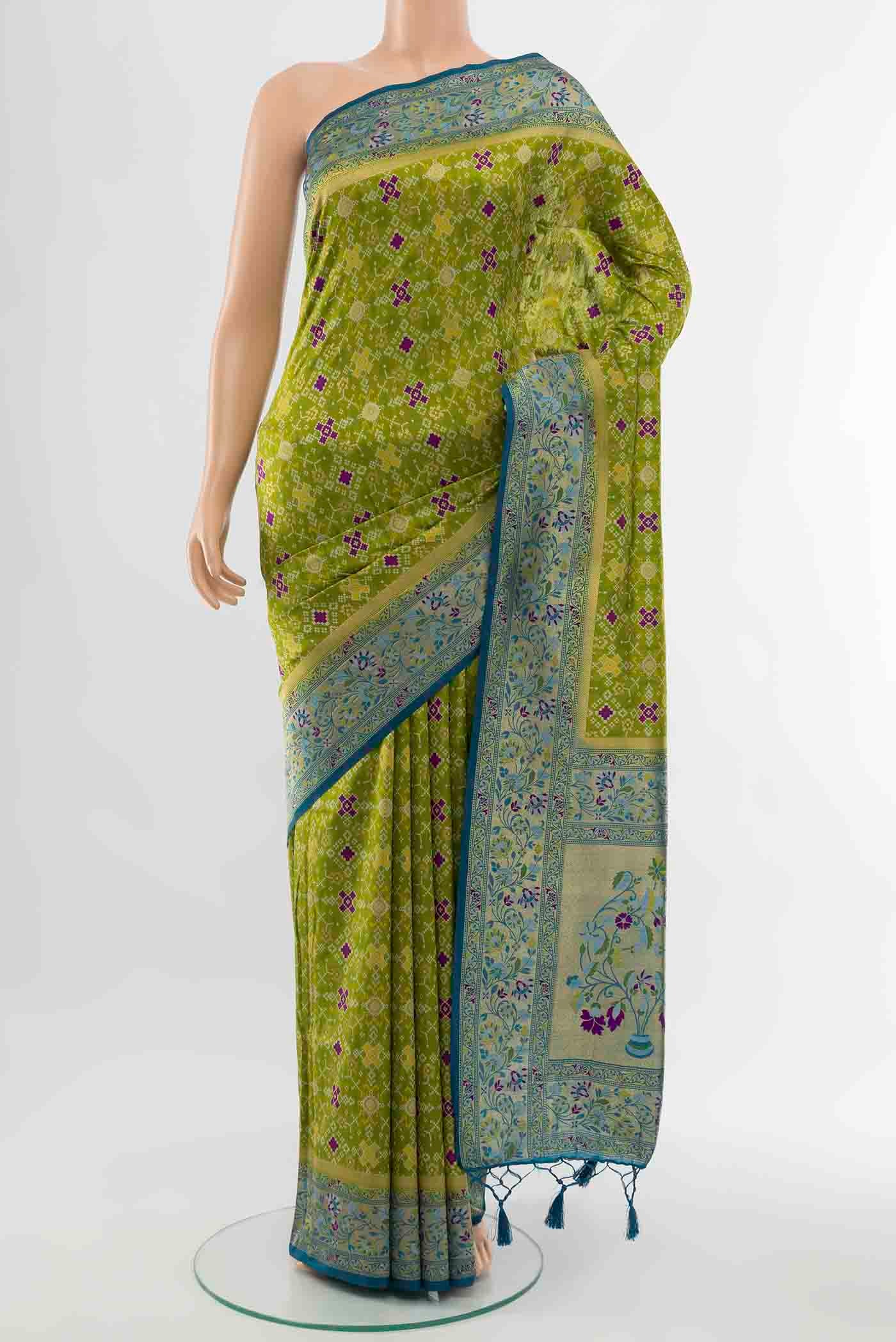 Parrot Green Blended Art Silk Saree