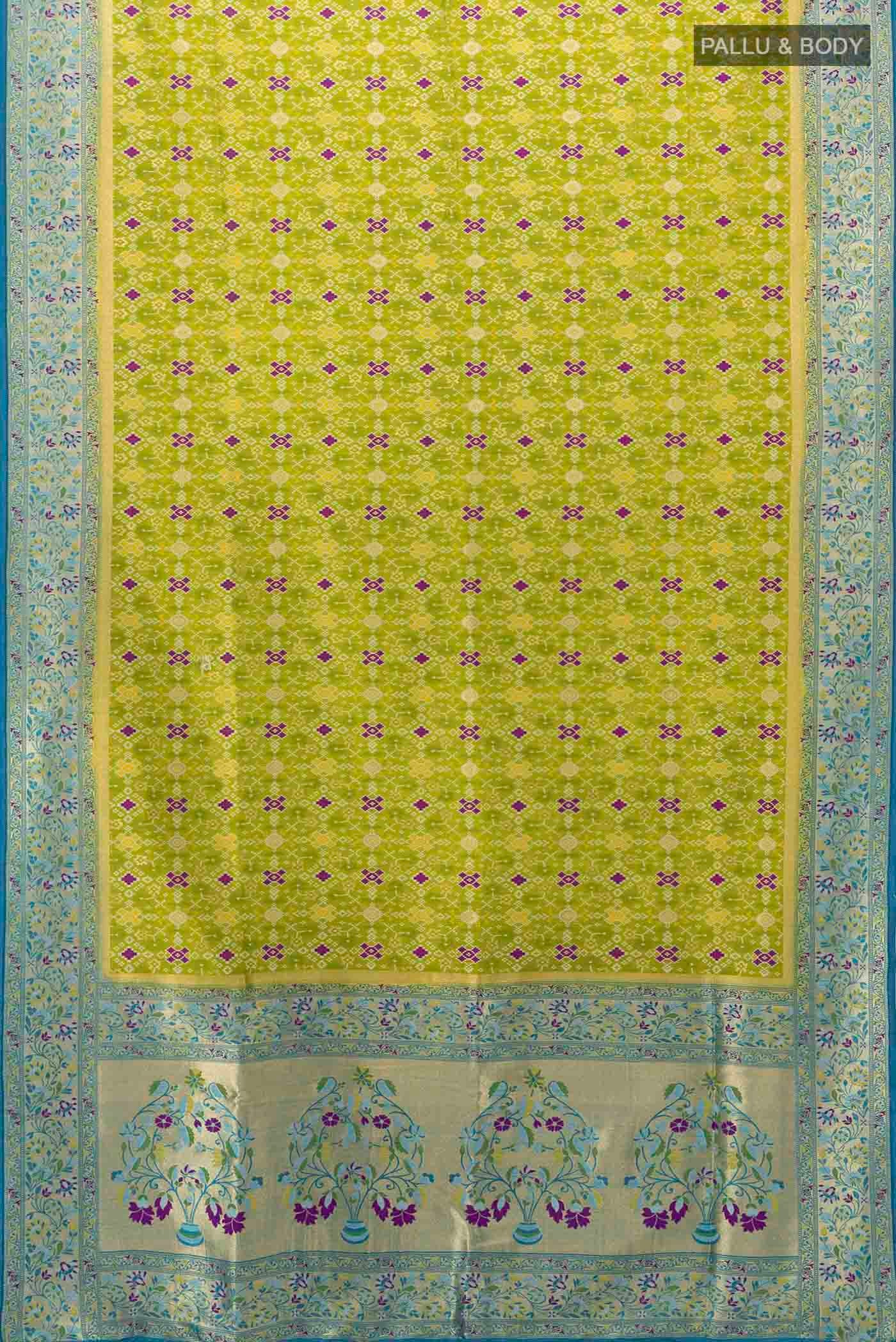 Parrot Green Blended Art Silk Saree - Image 5