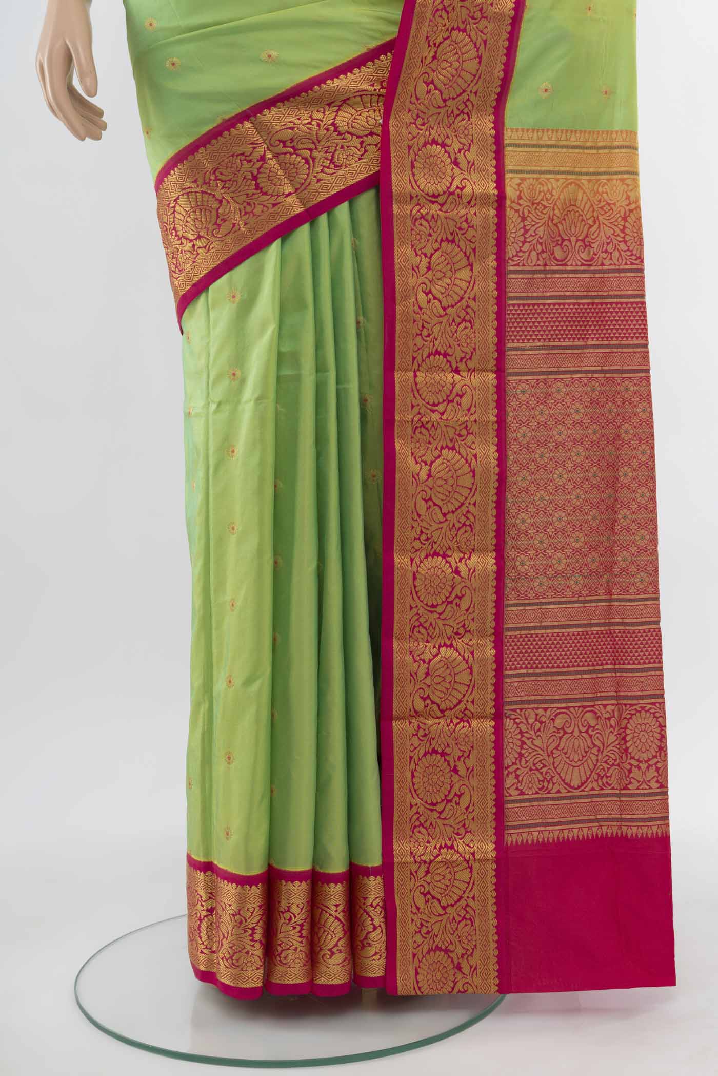 Green Blended Bangalore Silk Saree - Image 3