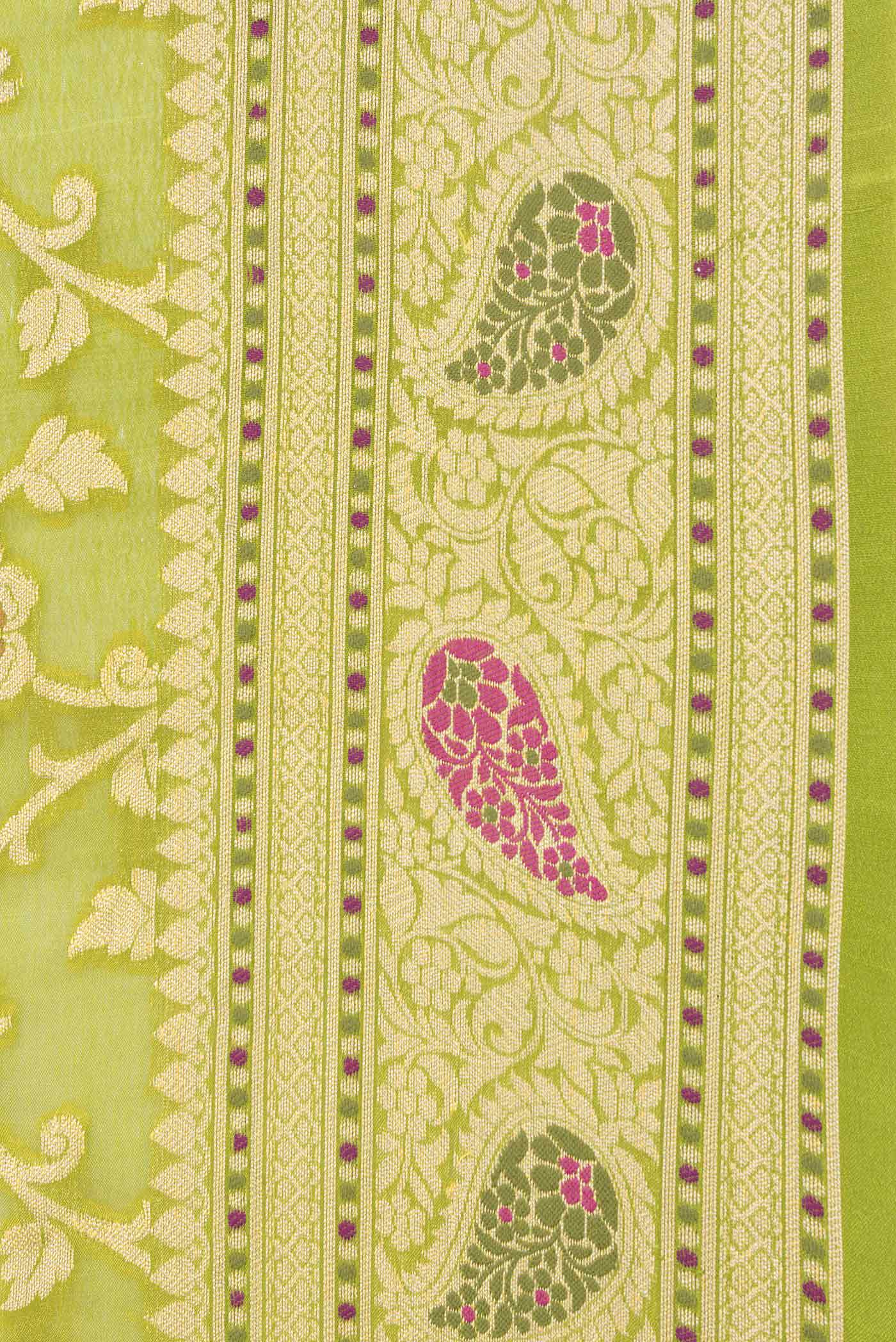 Parrot Green Dual Tone Georgette Saree - Image 3