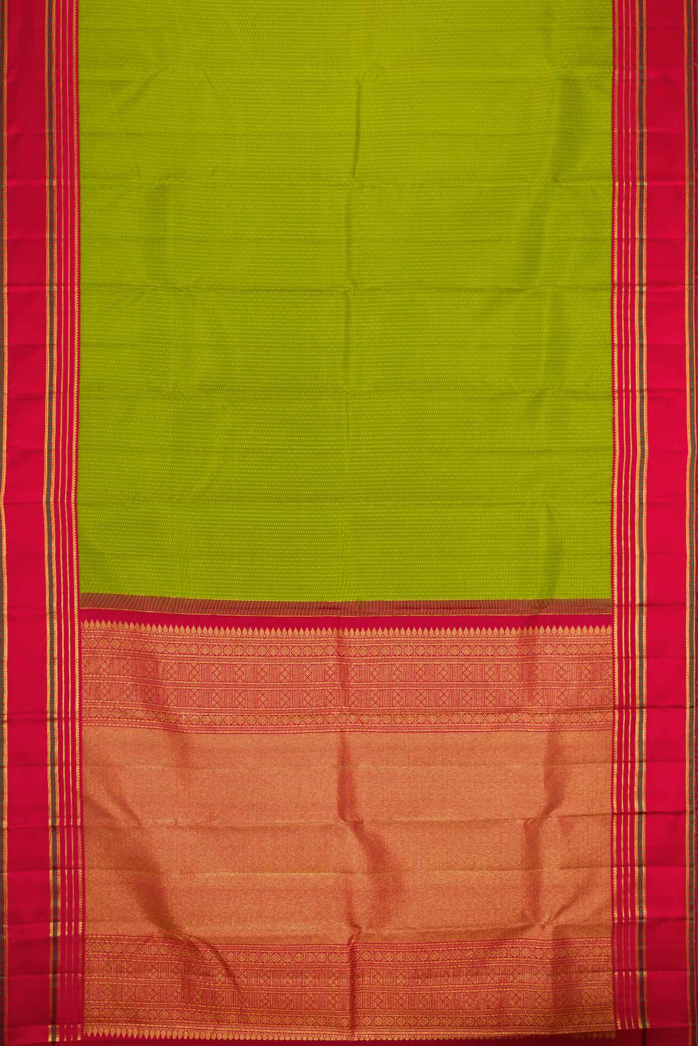 Parrot Green Dual Tone Kanjivaram Silk Saree - Image 6