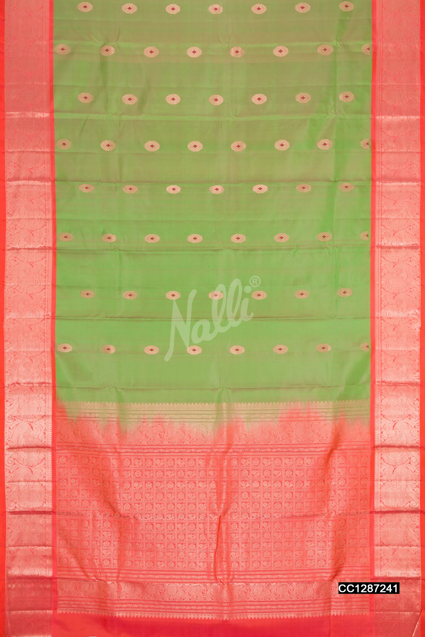 Parrot Green Dual Tone Kanchipuram Silk Saree