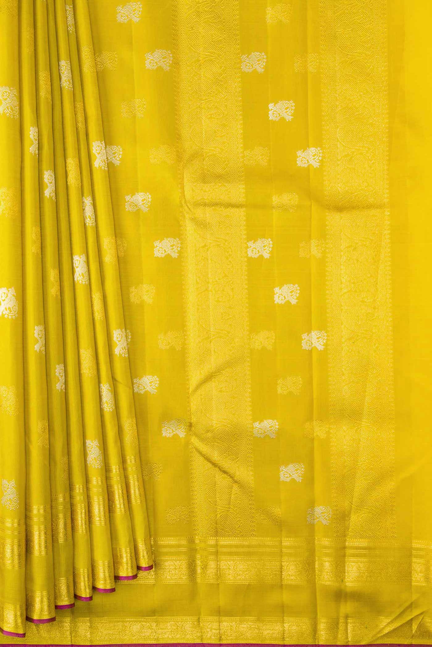 Yellow Kanchipuram Silk Saree - Image 4