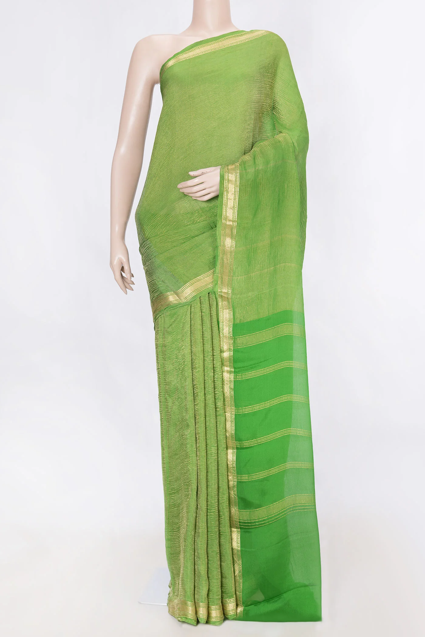 Parrot Green Dual Tone Mysore Georgette Saree