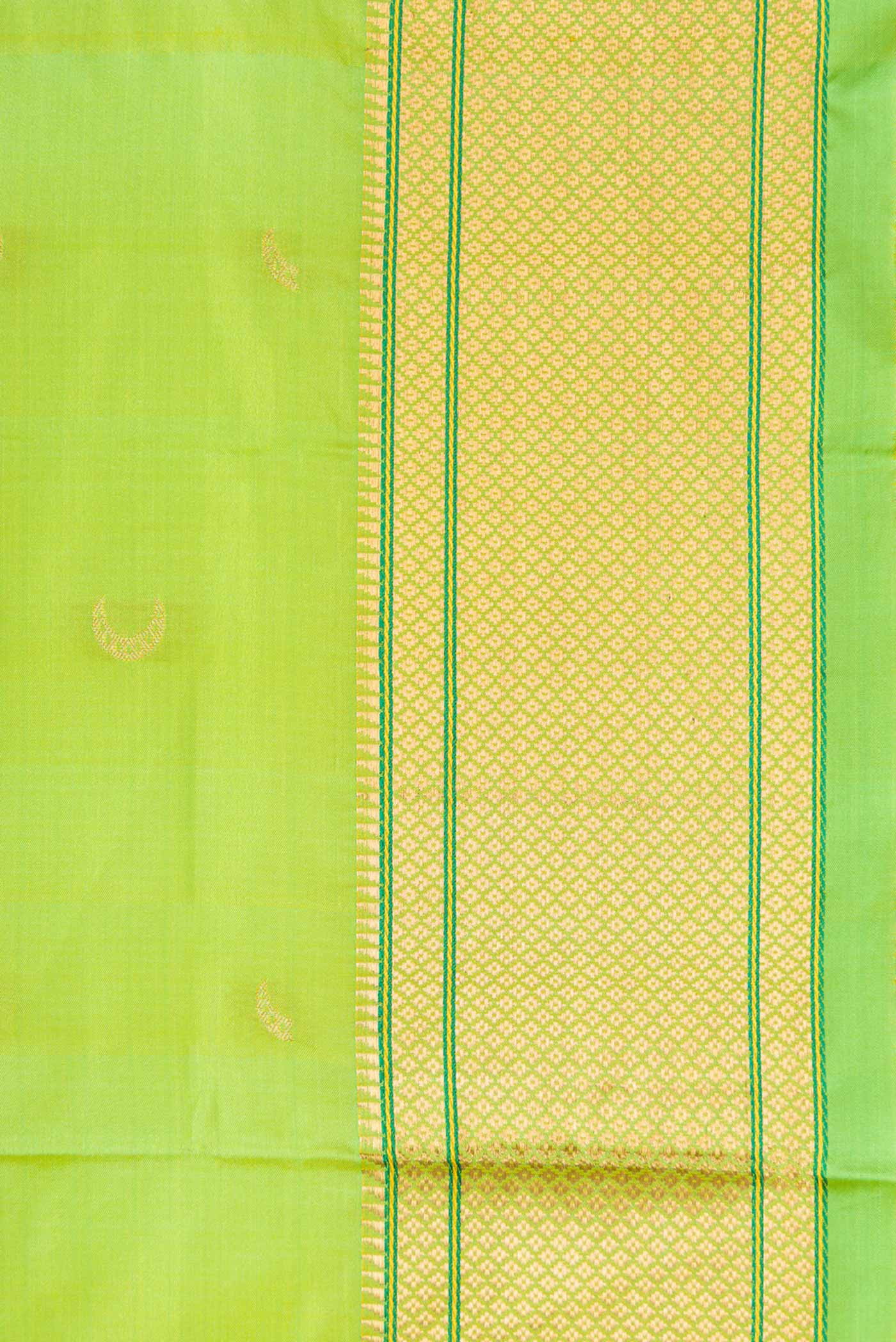 Parrot Green Blended Paithani Silk Saree - Image 3