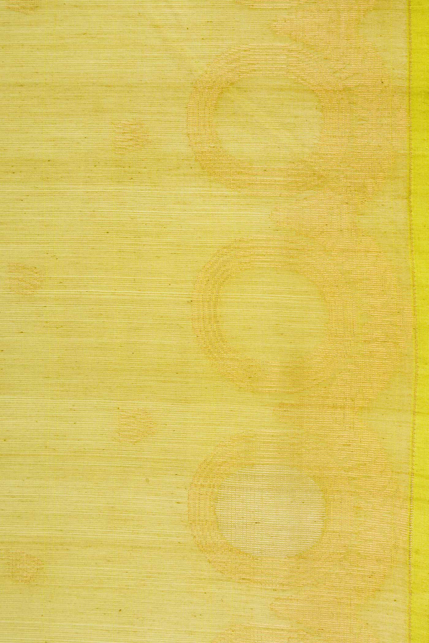 Parrot Green Dual Tone Silk Cotton Saree - Image 3
