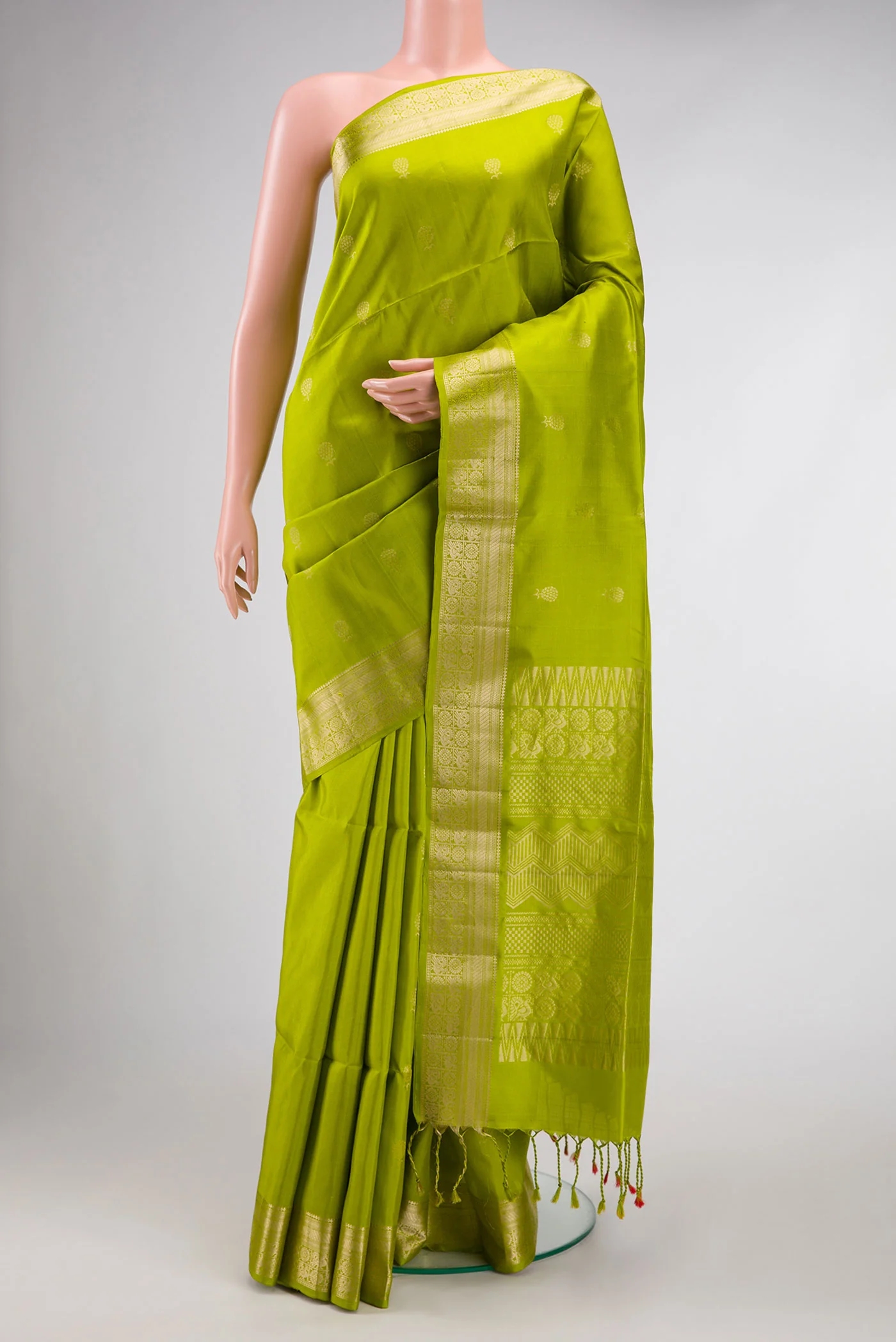 Parrot Green Soft Silk Saree
