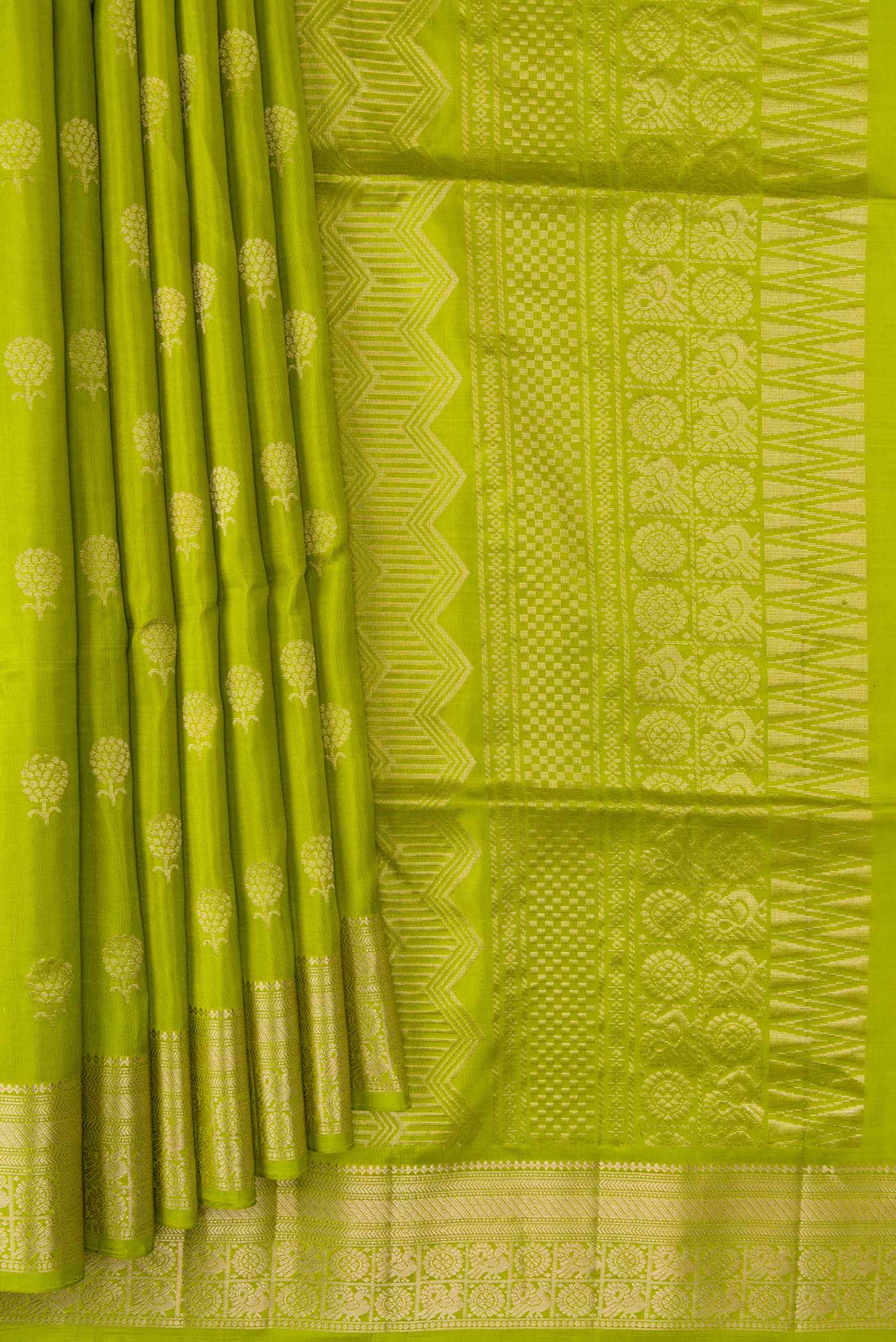 Parrot Green Soft Silk Saree - Image 4