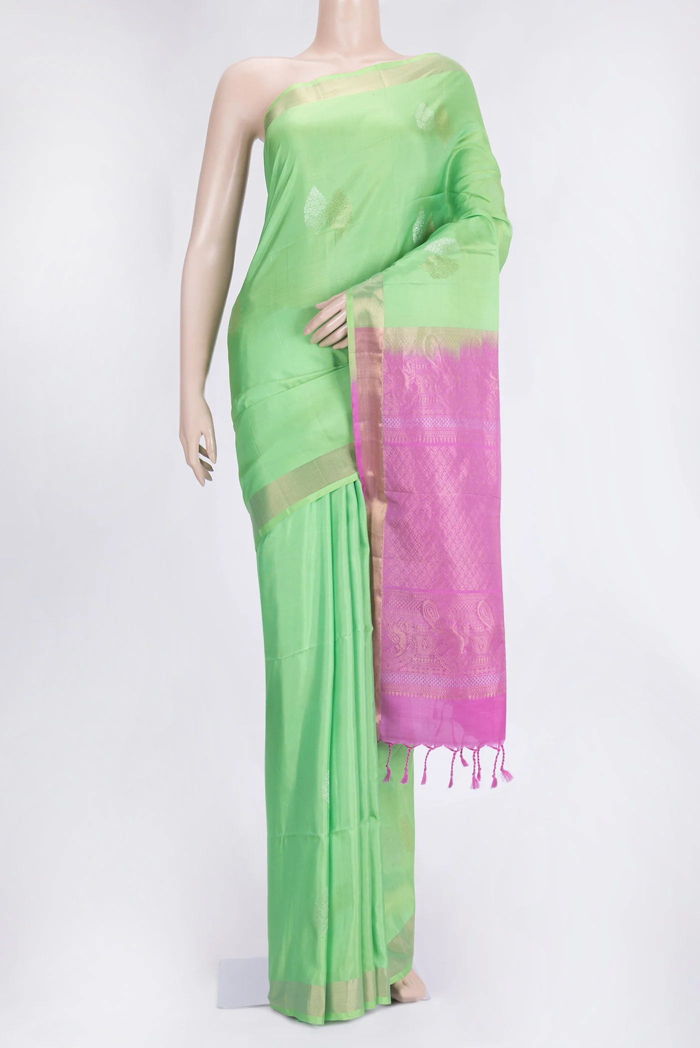 Pista Green Soft Silk Saree