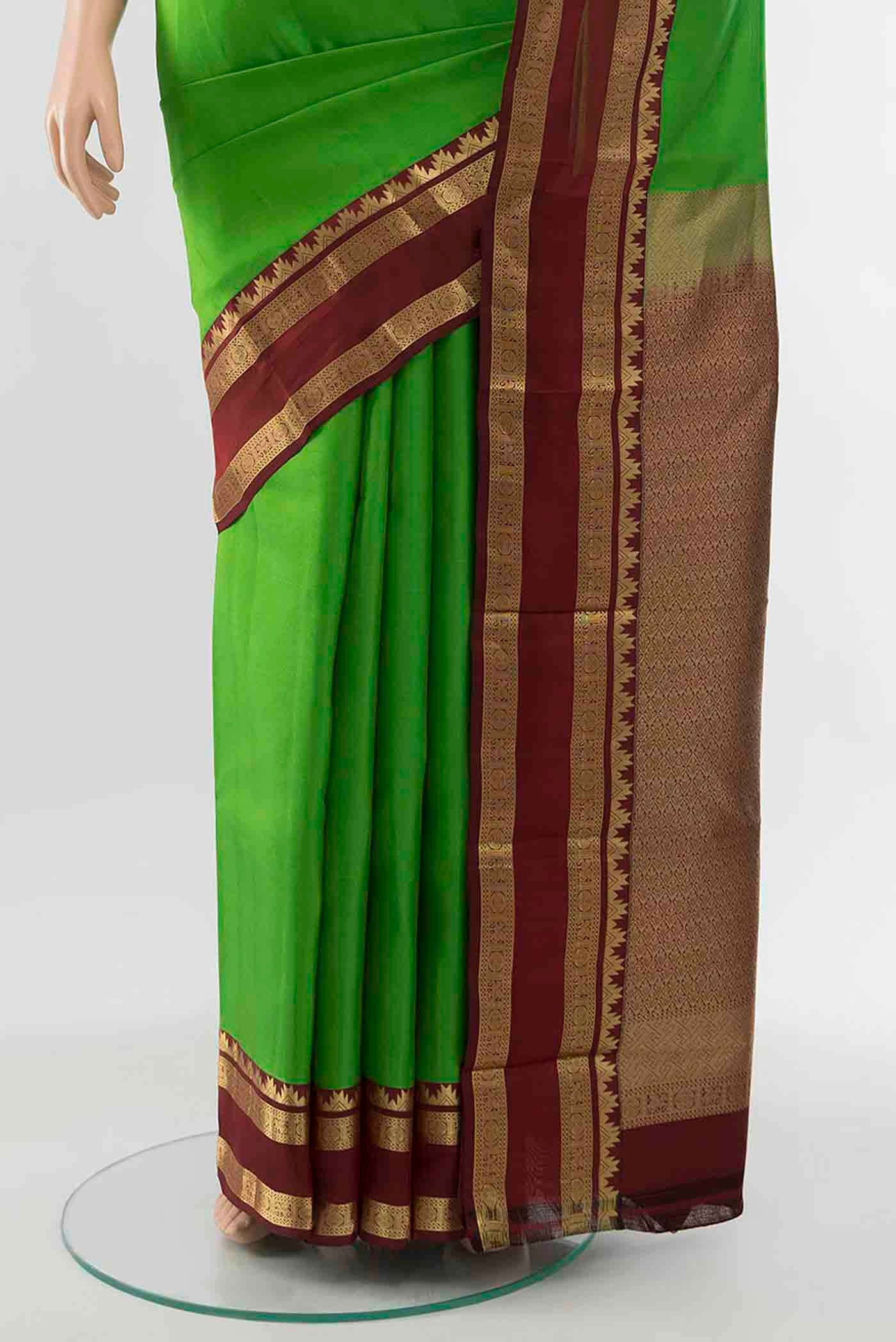 Parrot Green Kanchipuram Silk Saree - Image 3