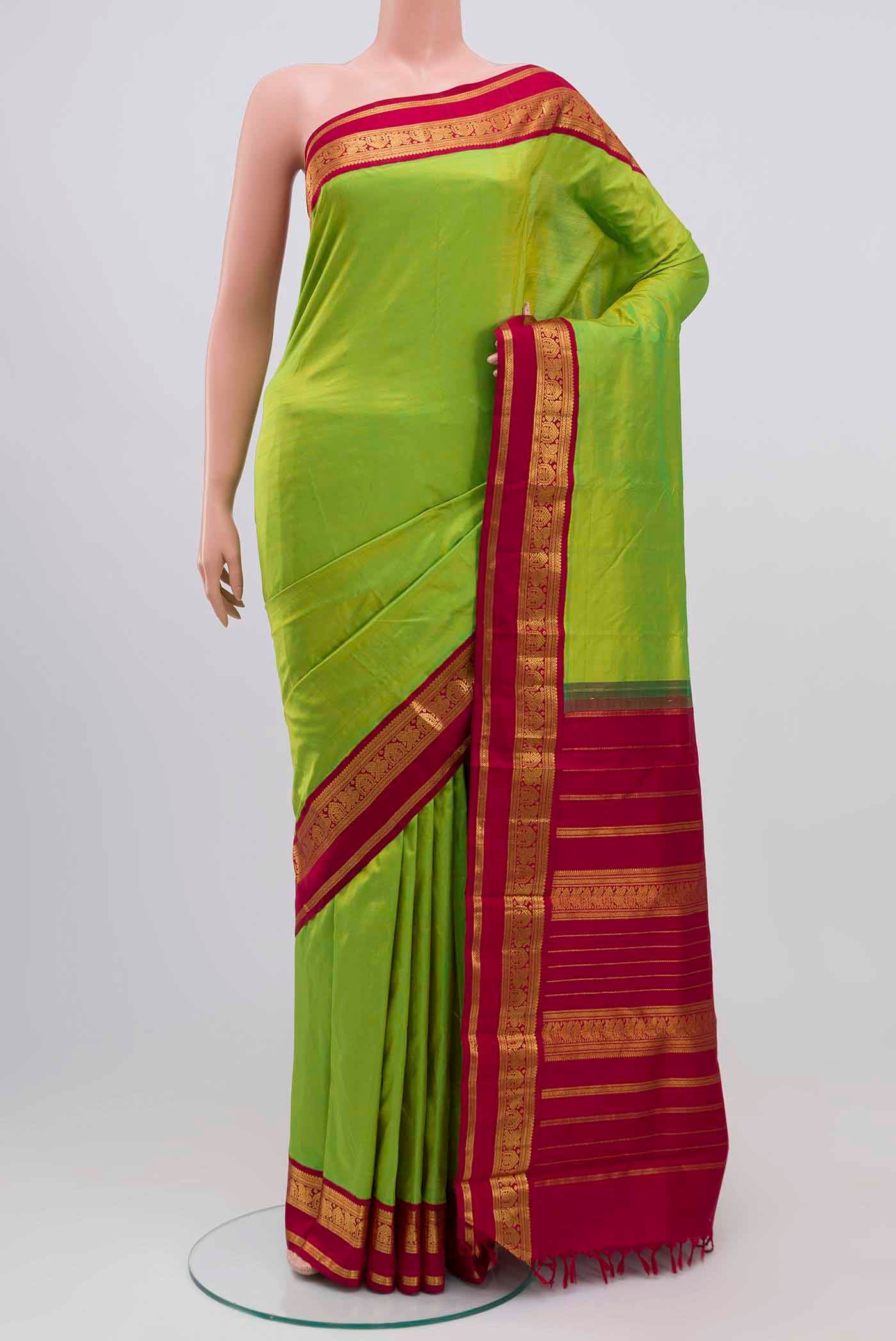 Parrot Green Kanchipuram Silk Saree