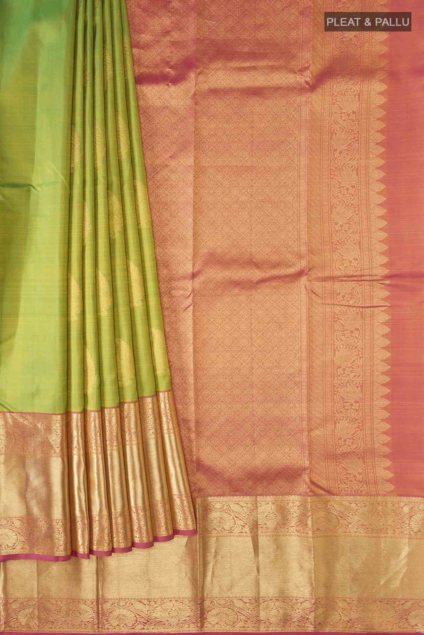 Parrot Green Kanchipuram Silk Saree - Image 4
