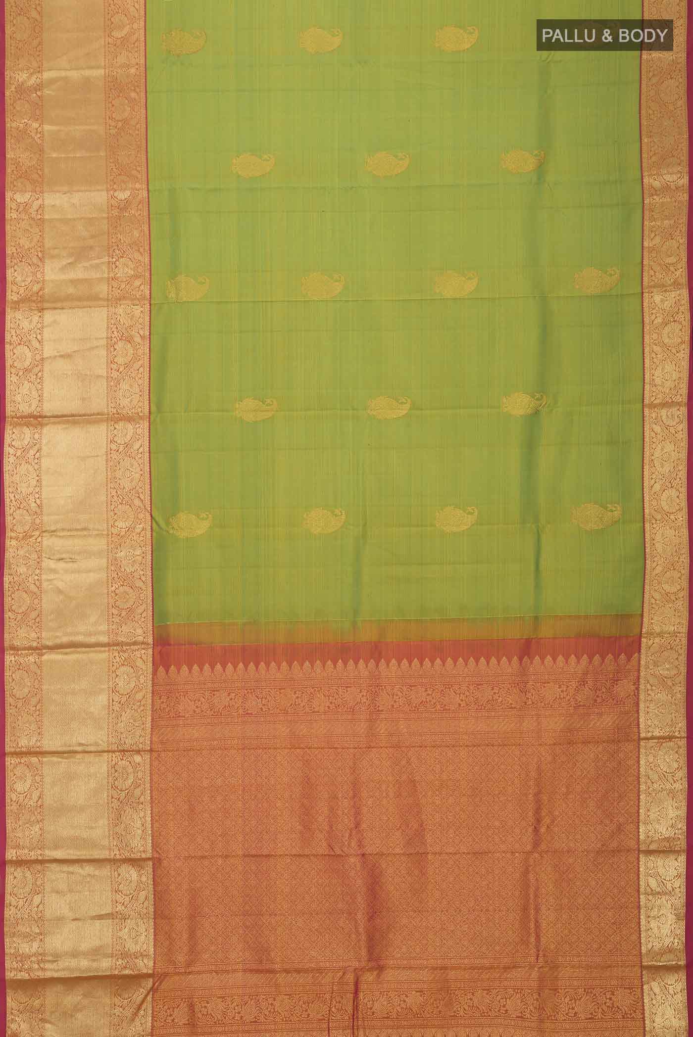 Parrot Green Kanchipuram Silk Saree - Image 6