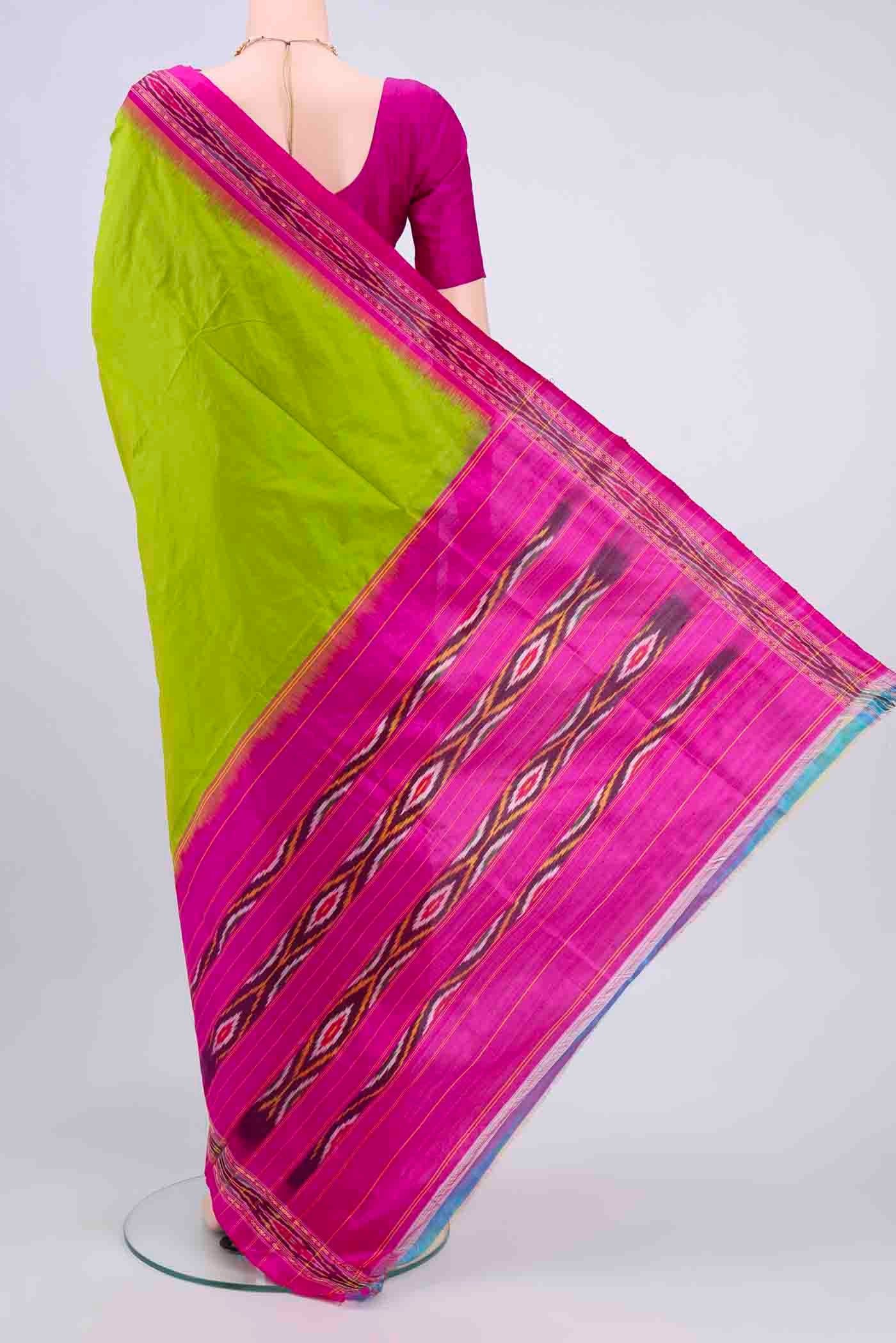 Parrot Green Pochampally Saree - Image 3