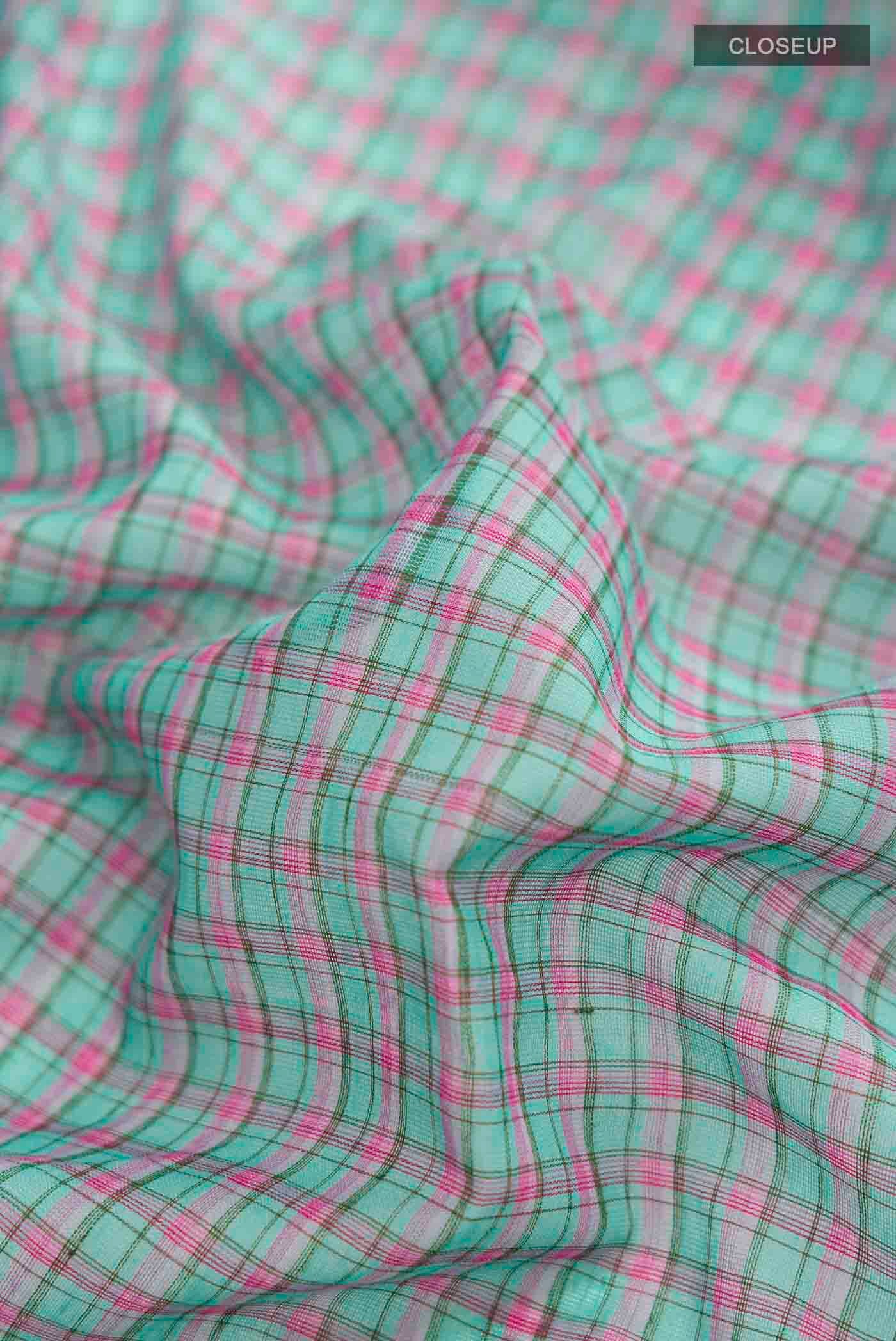Patang-Teal Blue Cotton Saree - Image 6