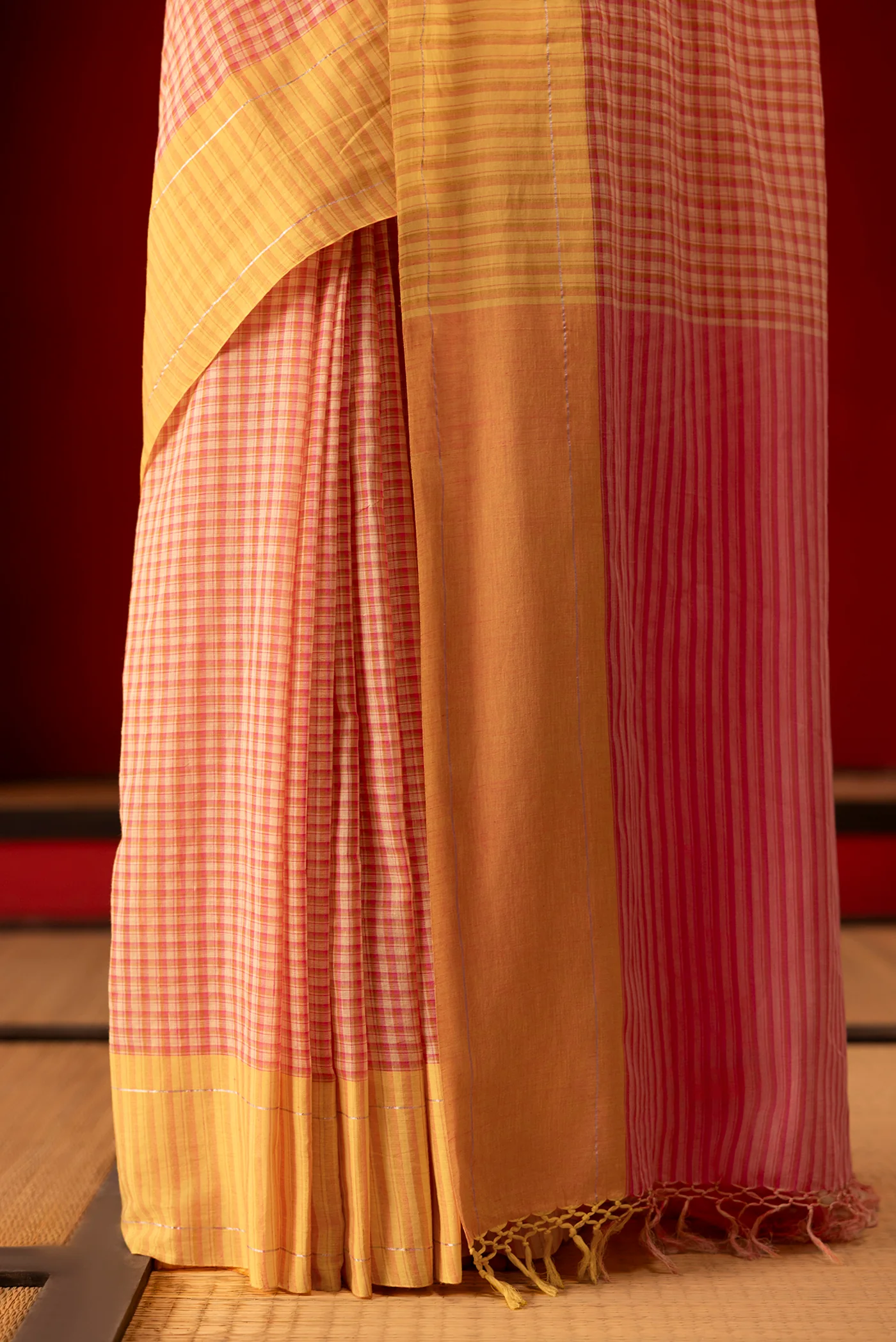 Patang-Yellow Cotton Saree - Image 5