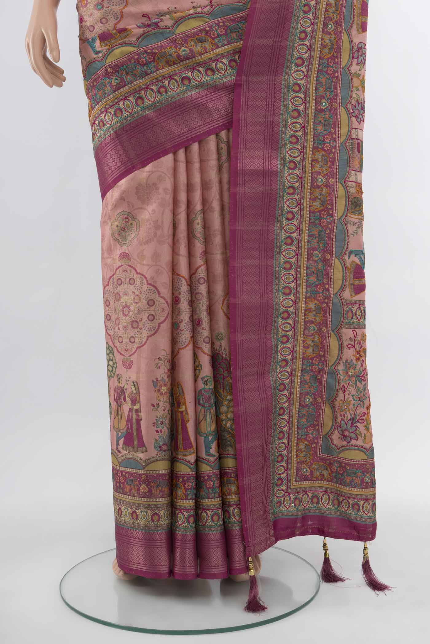 Rose pink Blended Art Silk Saree - Image 3