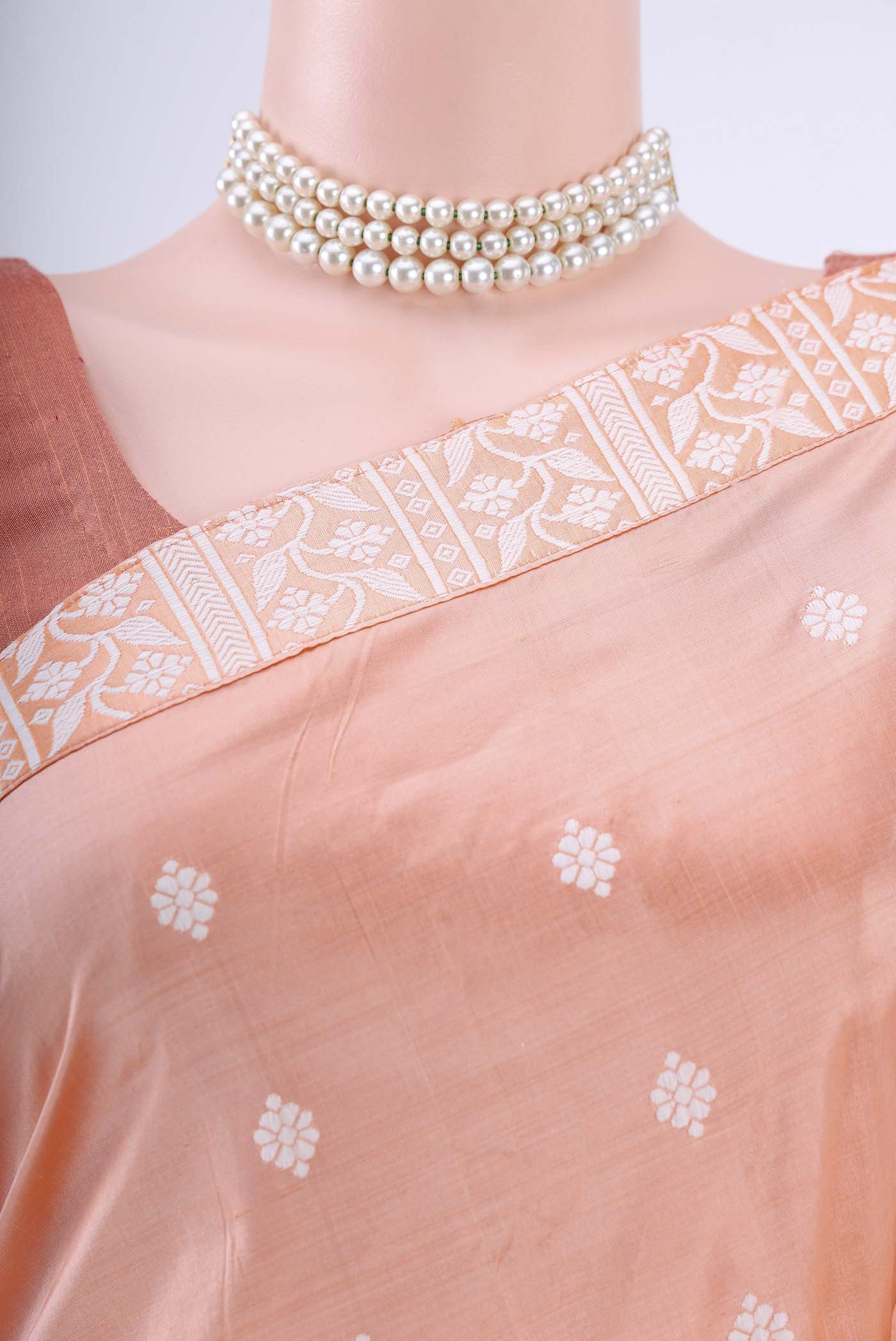 Peach Assam Silk Saree - Image 2