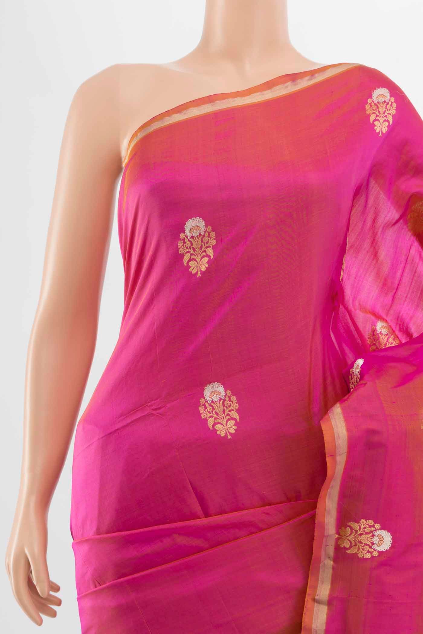 Peach Banarasi Katan Silk Saree - Image 2